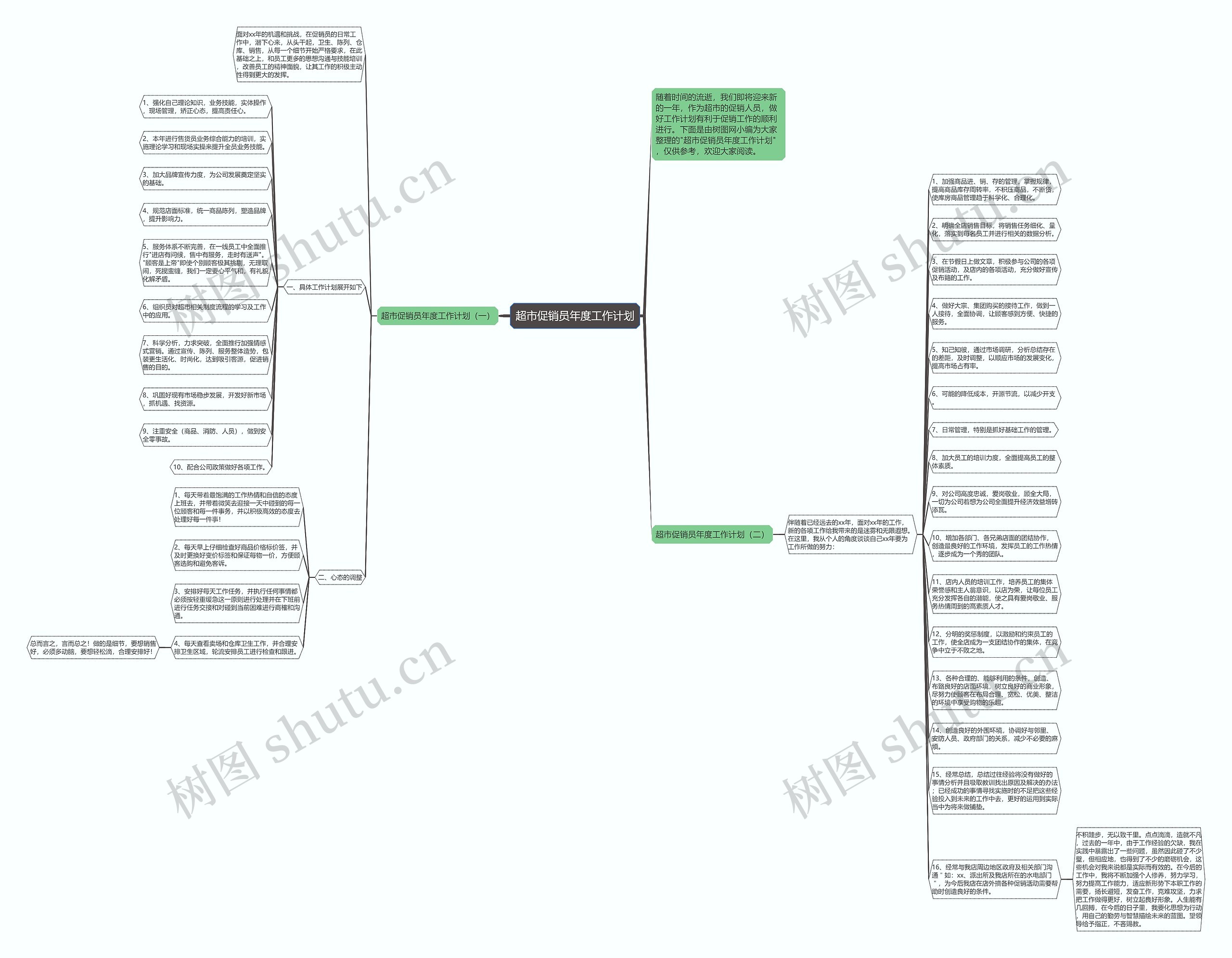超市促销员年度工作计划思维导图