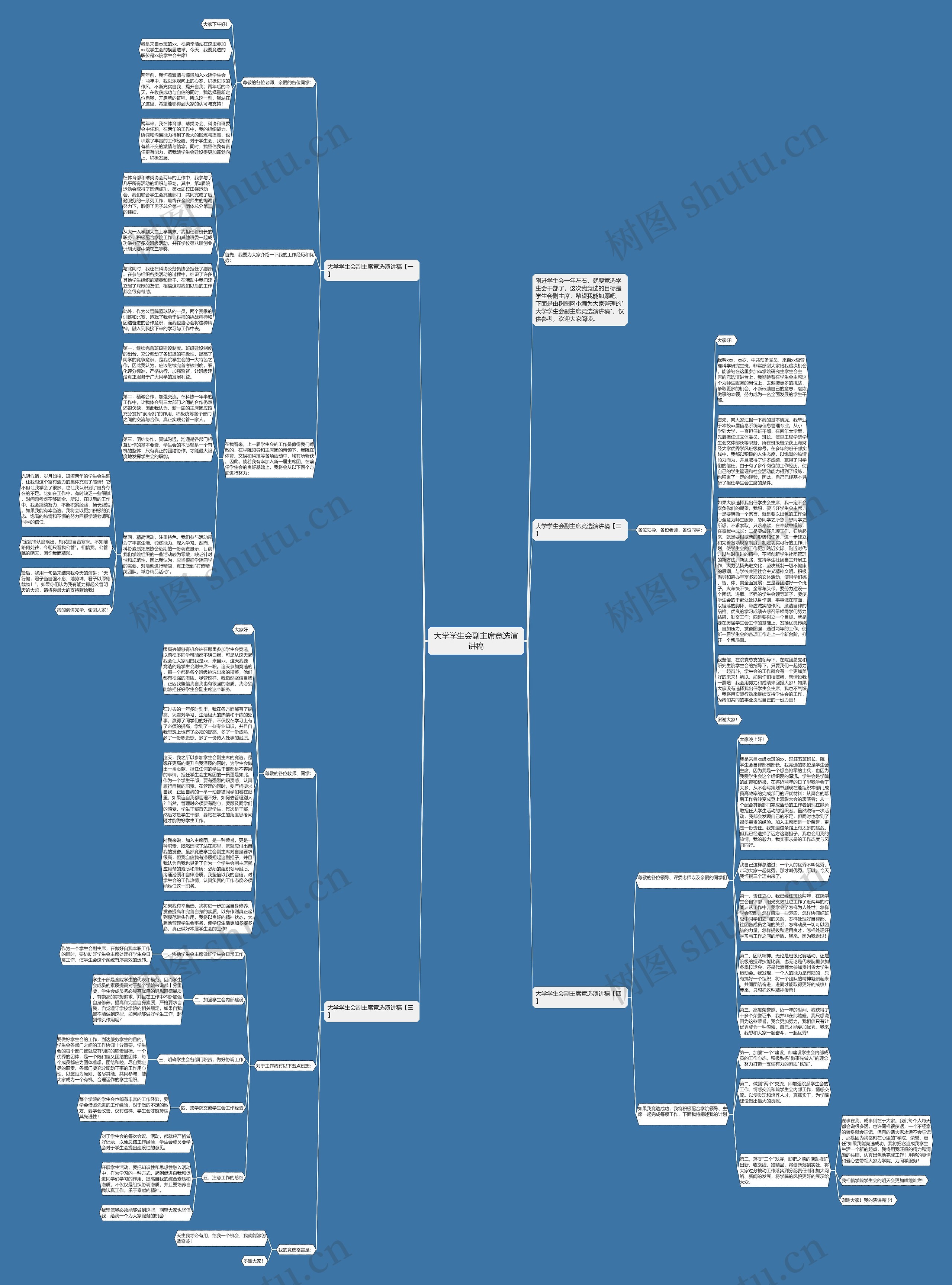 大学学生会副主席竞选演讲稿思维导图