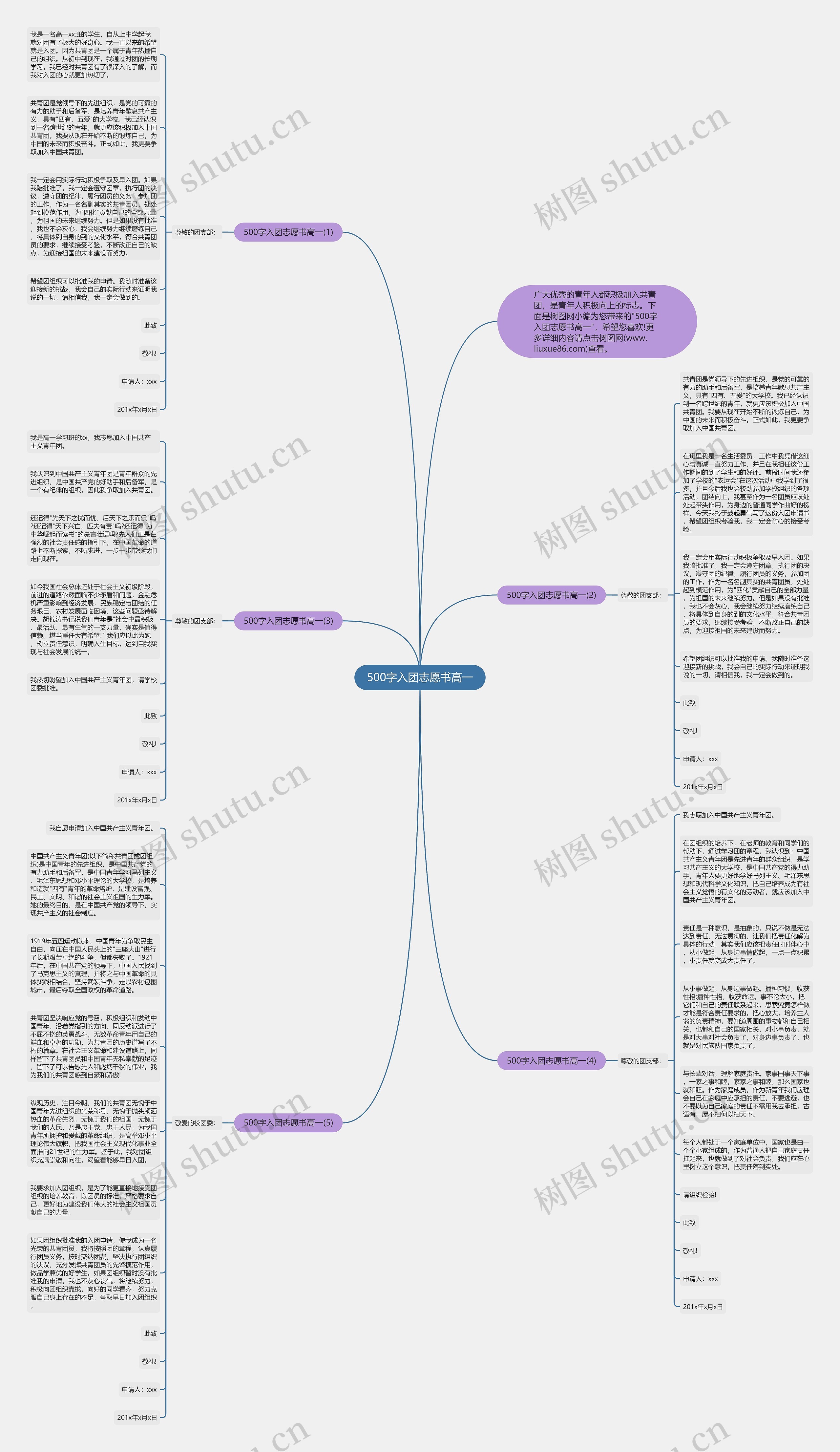 500字入团志愿书高一思维导图