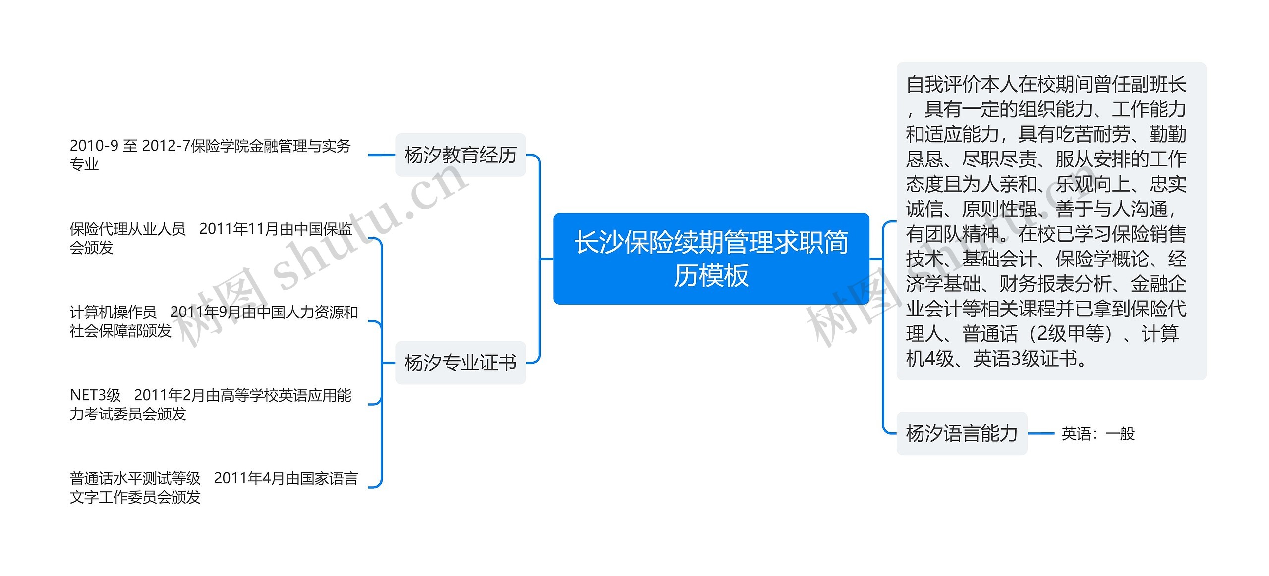 长沙保险续期管理求职简历模板