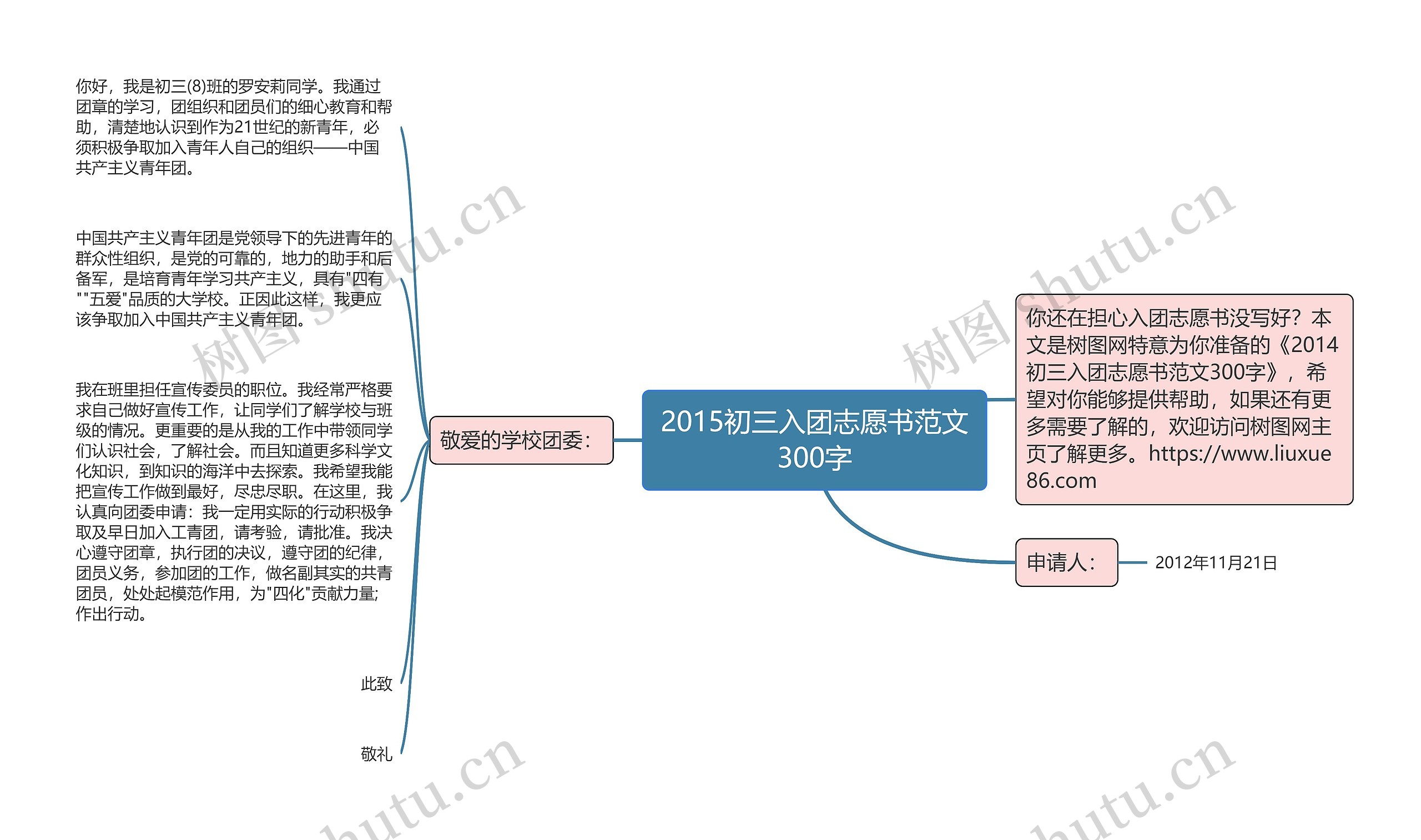 2015初三入团志愿书范文300字