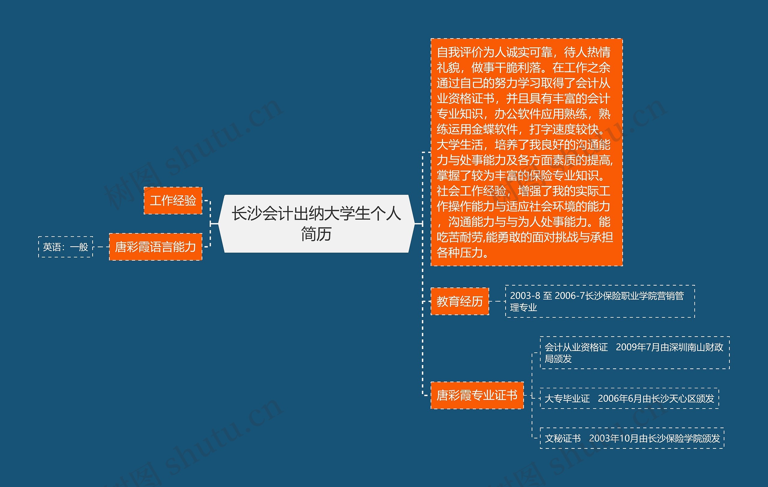 长沙会计出纳大学生个人简历