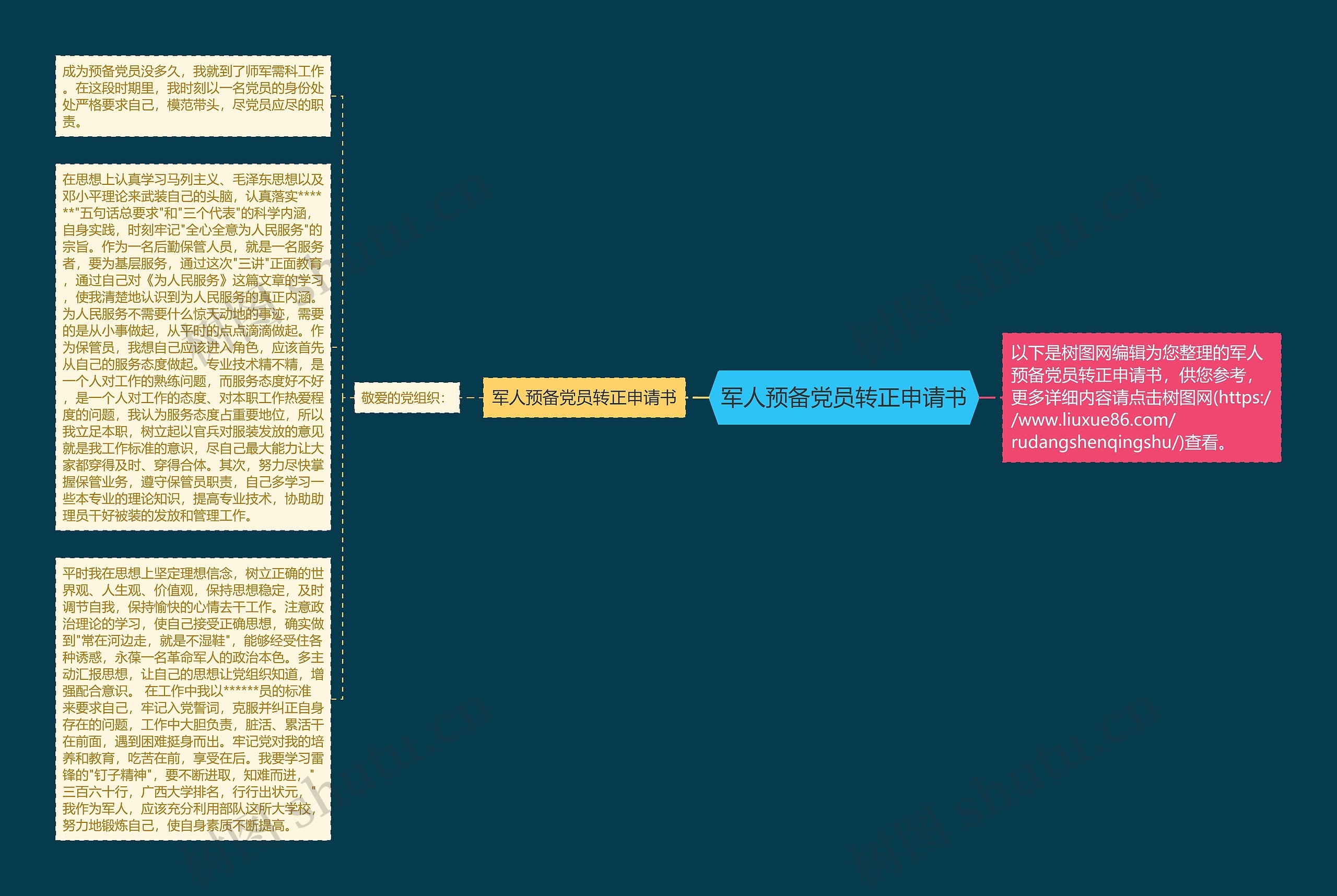 军人预备党员转正申请书思维导图