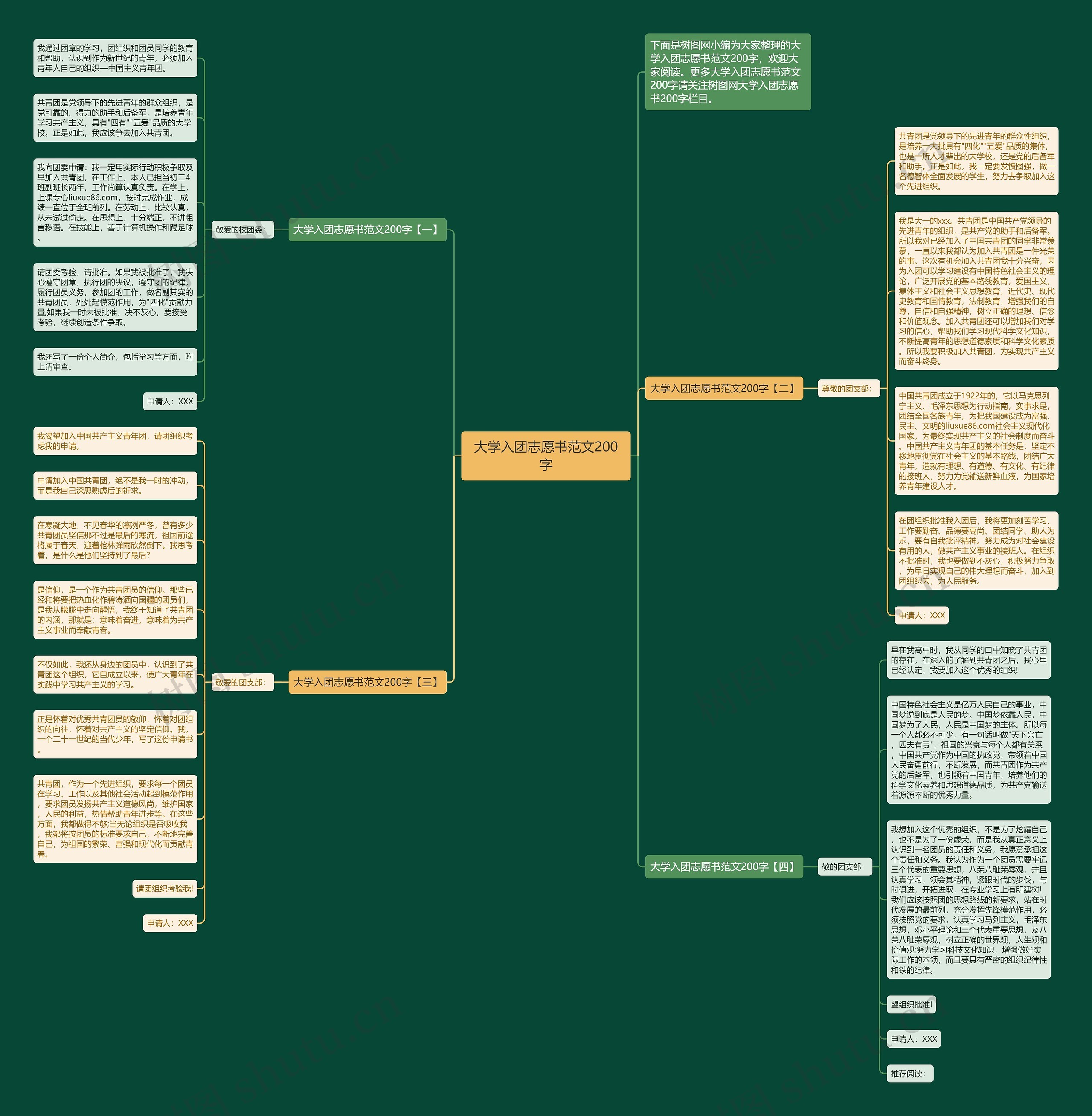 大学入团志愿书范文200字思维导图