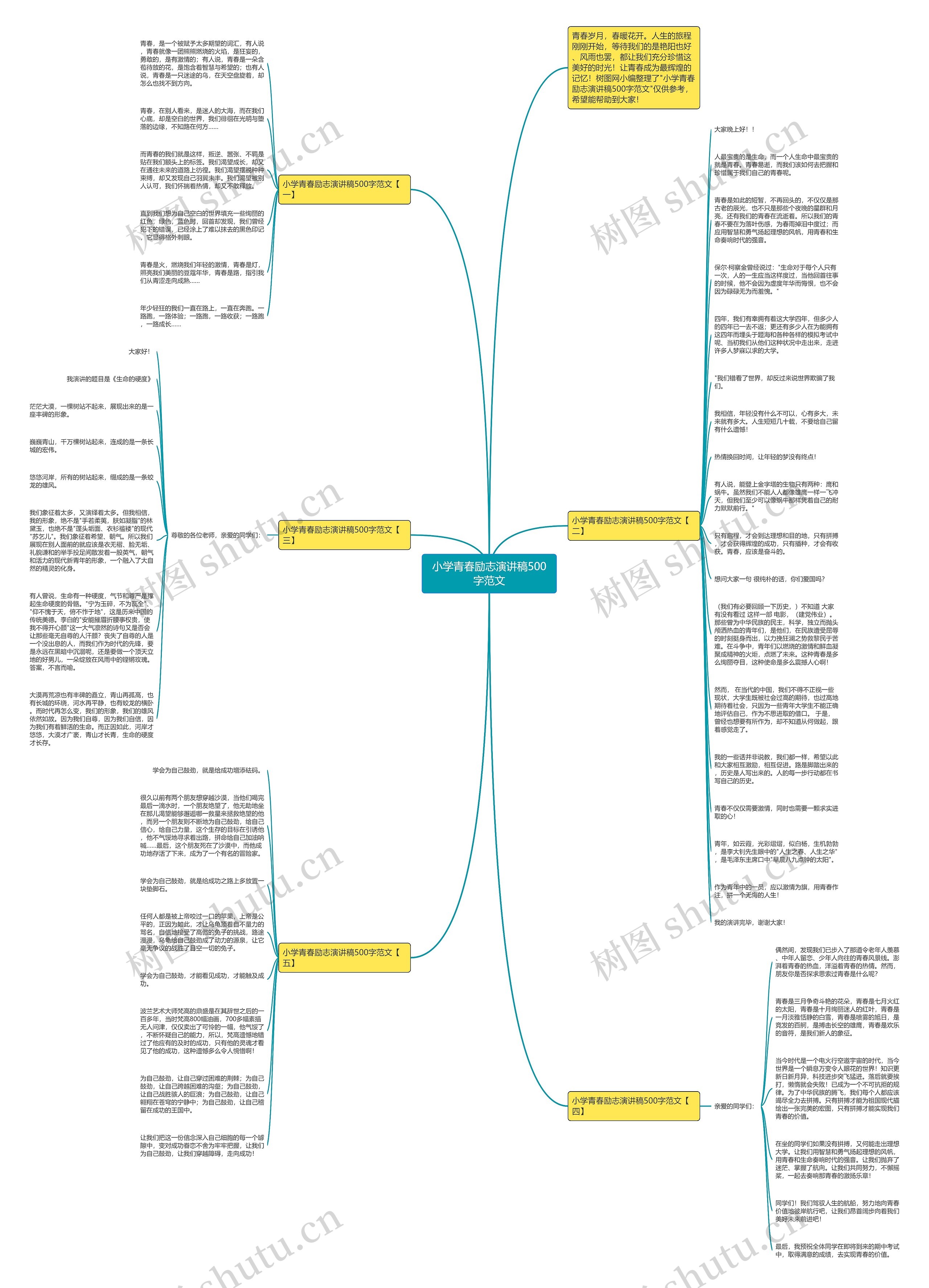 小学青春励志演讲稿500字范文思维导图
