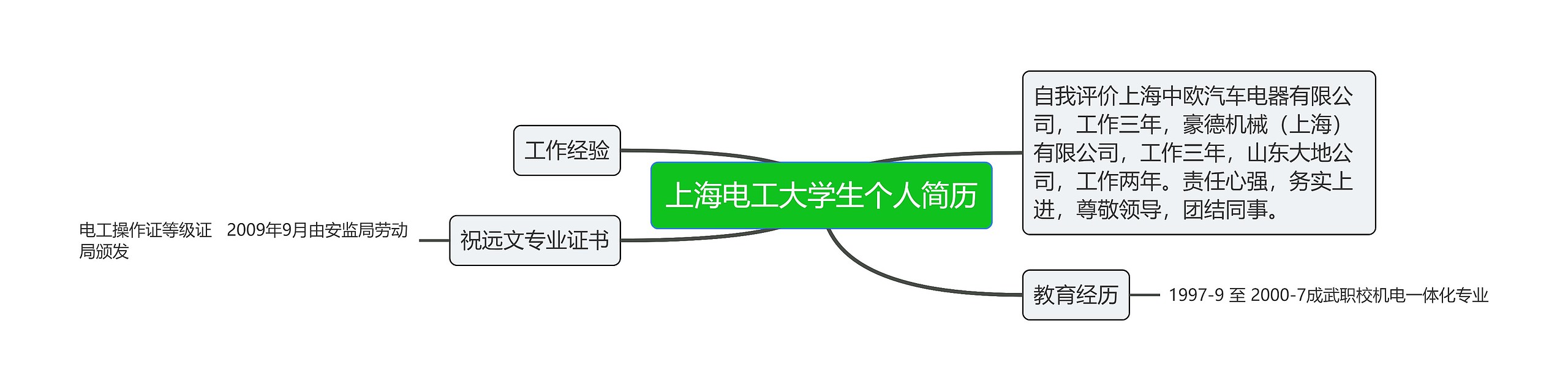 上海电工大学生个人简历