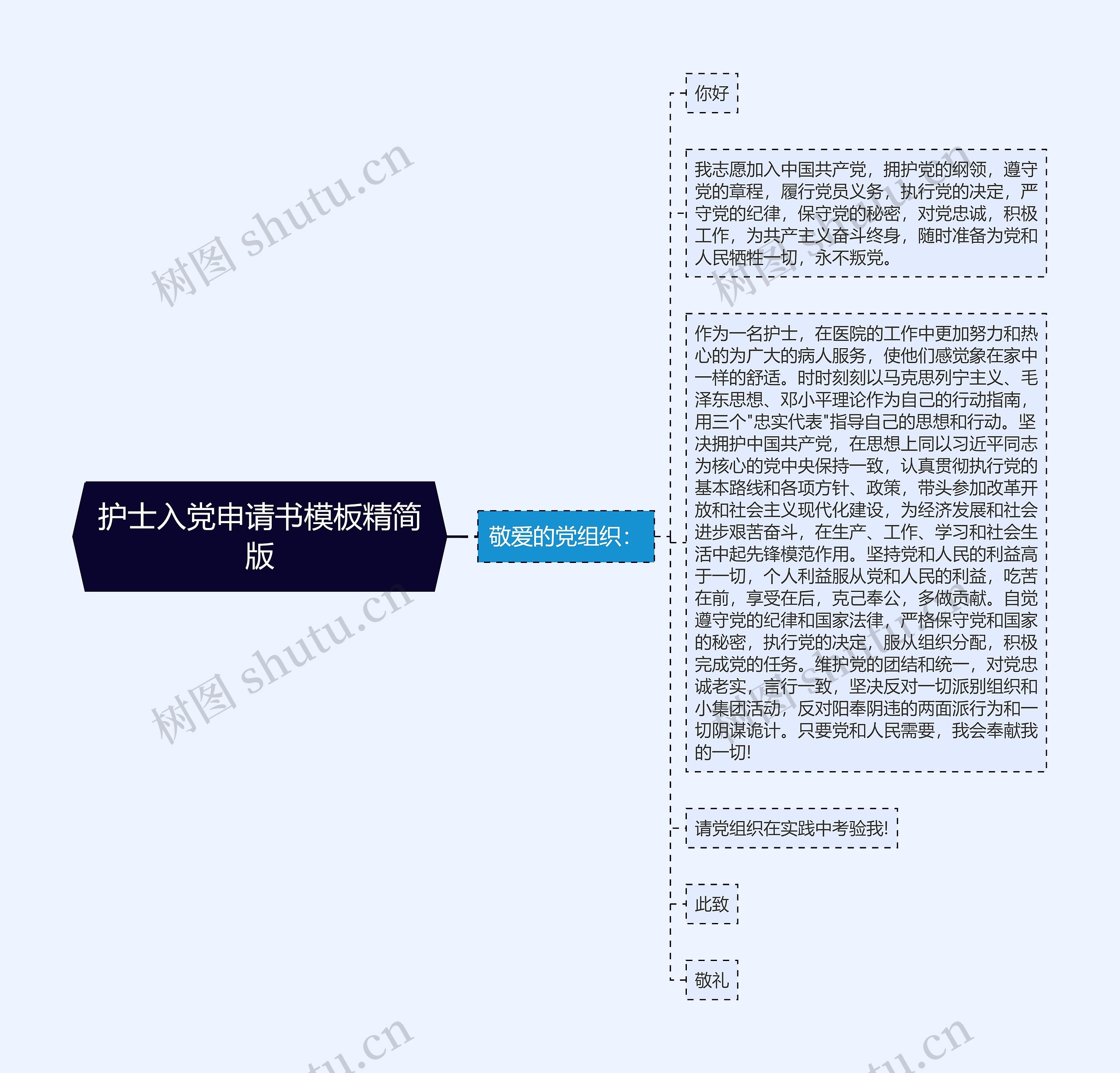 护士入党申请书精简版思维导图