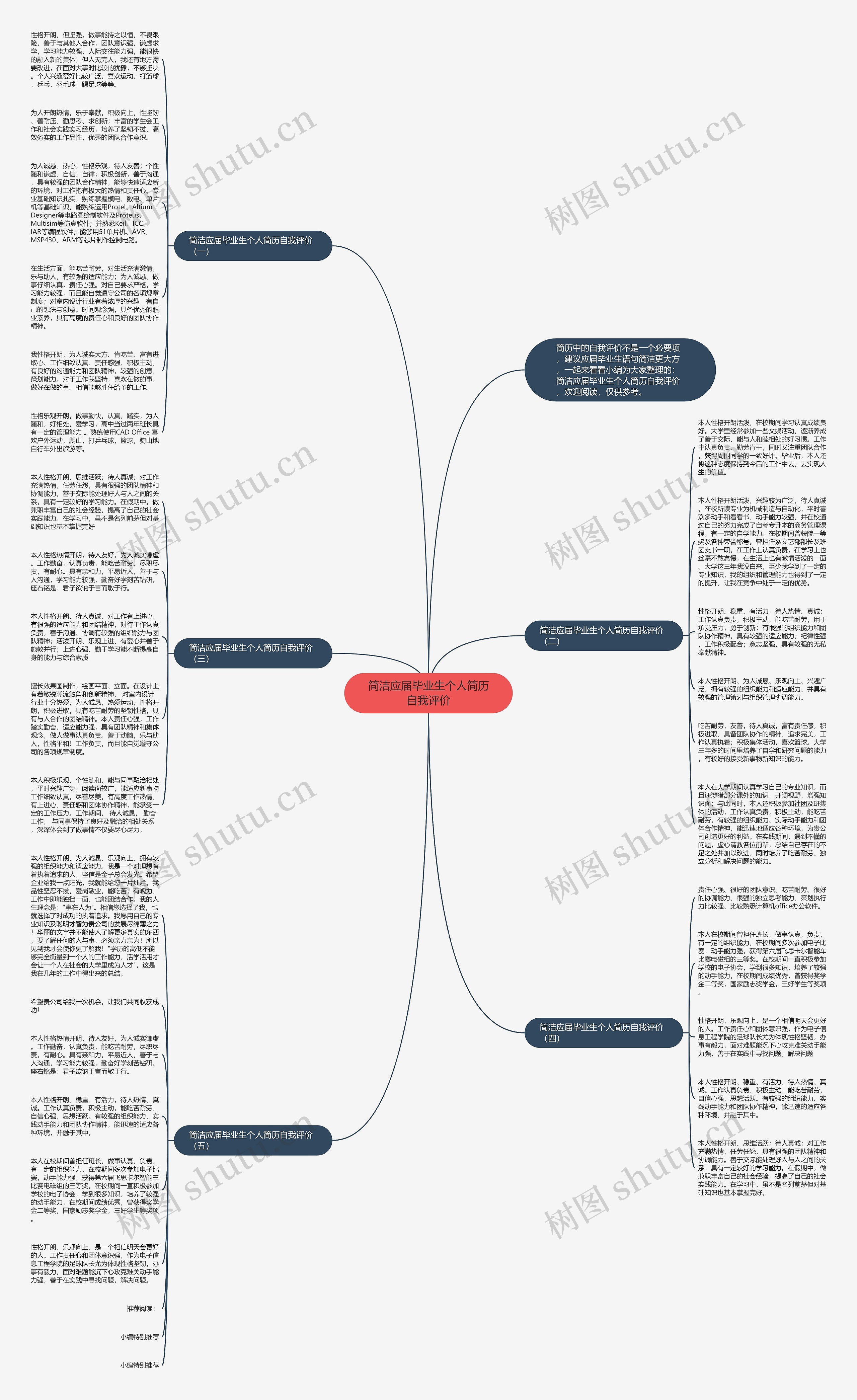 简洁应届毕业生个人简历自我评价思维导图