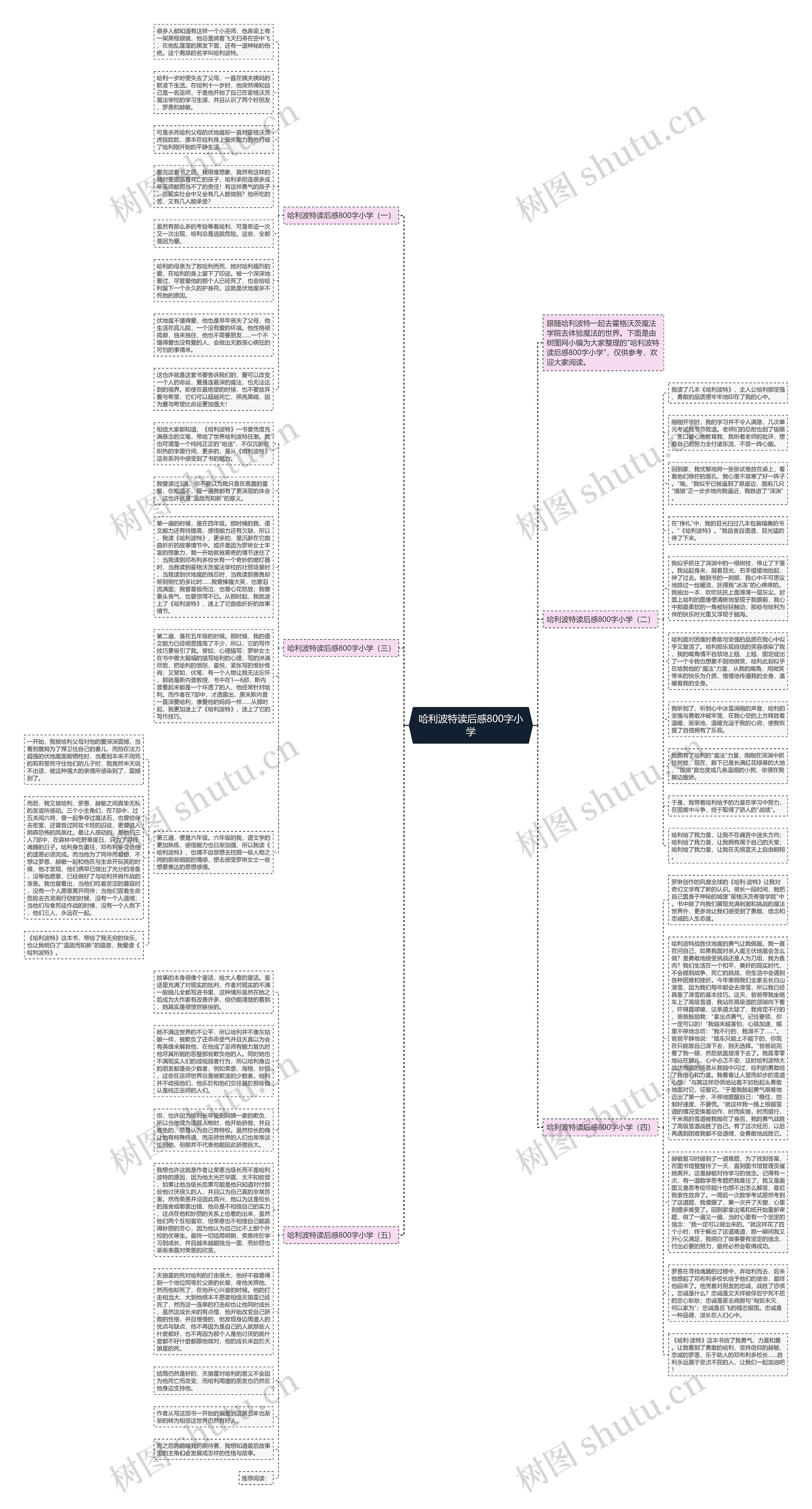 哈利波特读后感800字小学思维导图