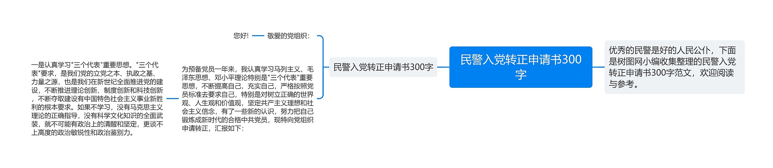 民警入党转正申请书300字思维导图