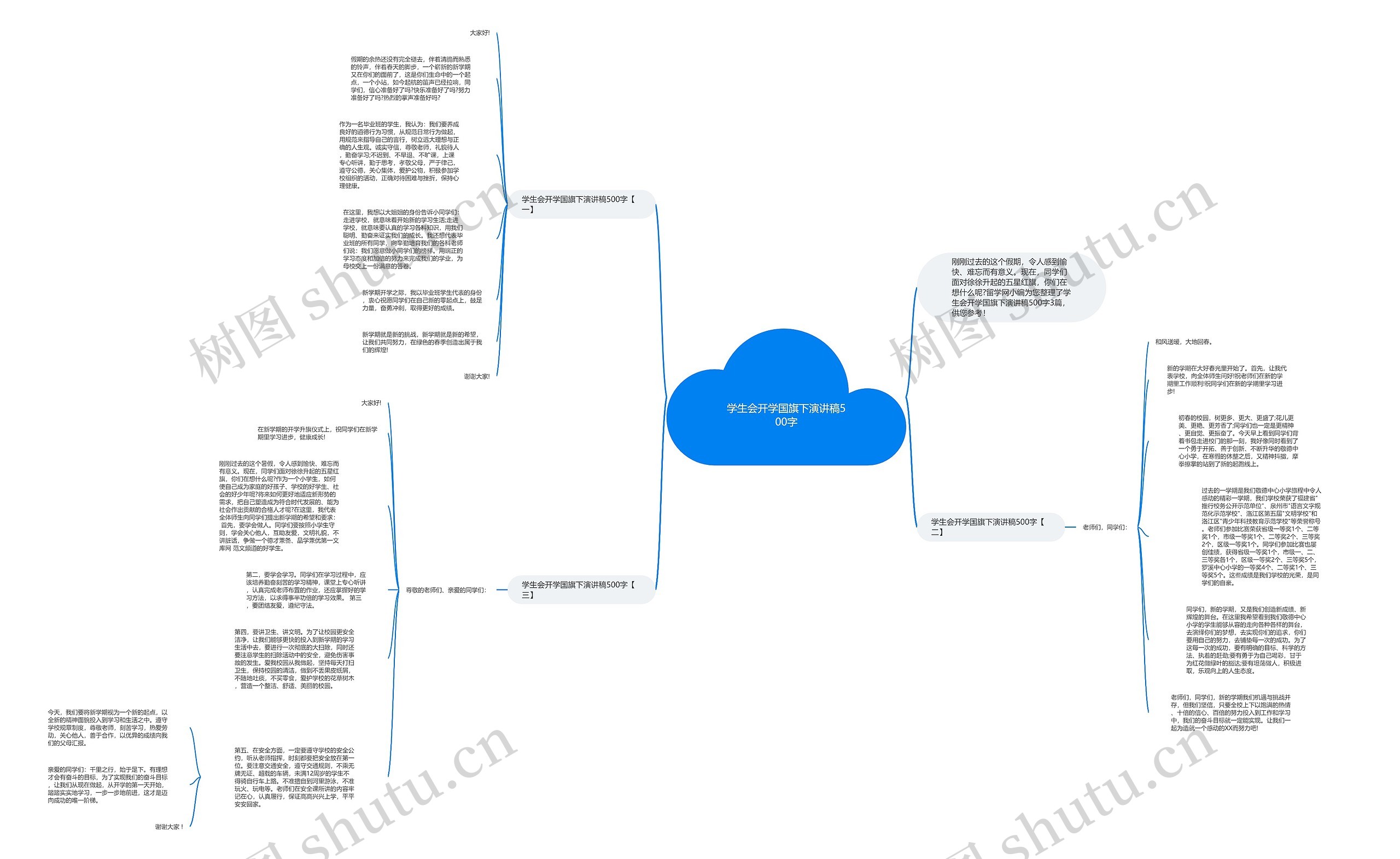 学生会开学国旗下演讲稿500字思维导图