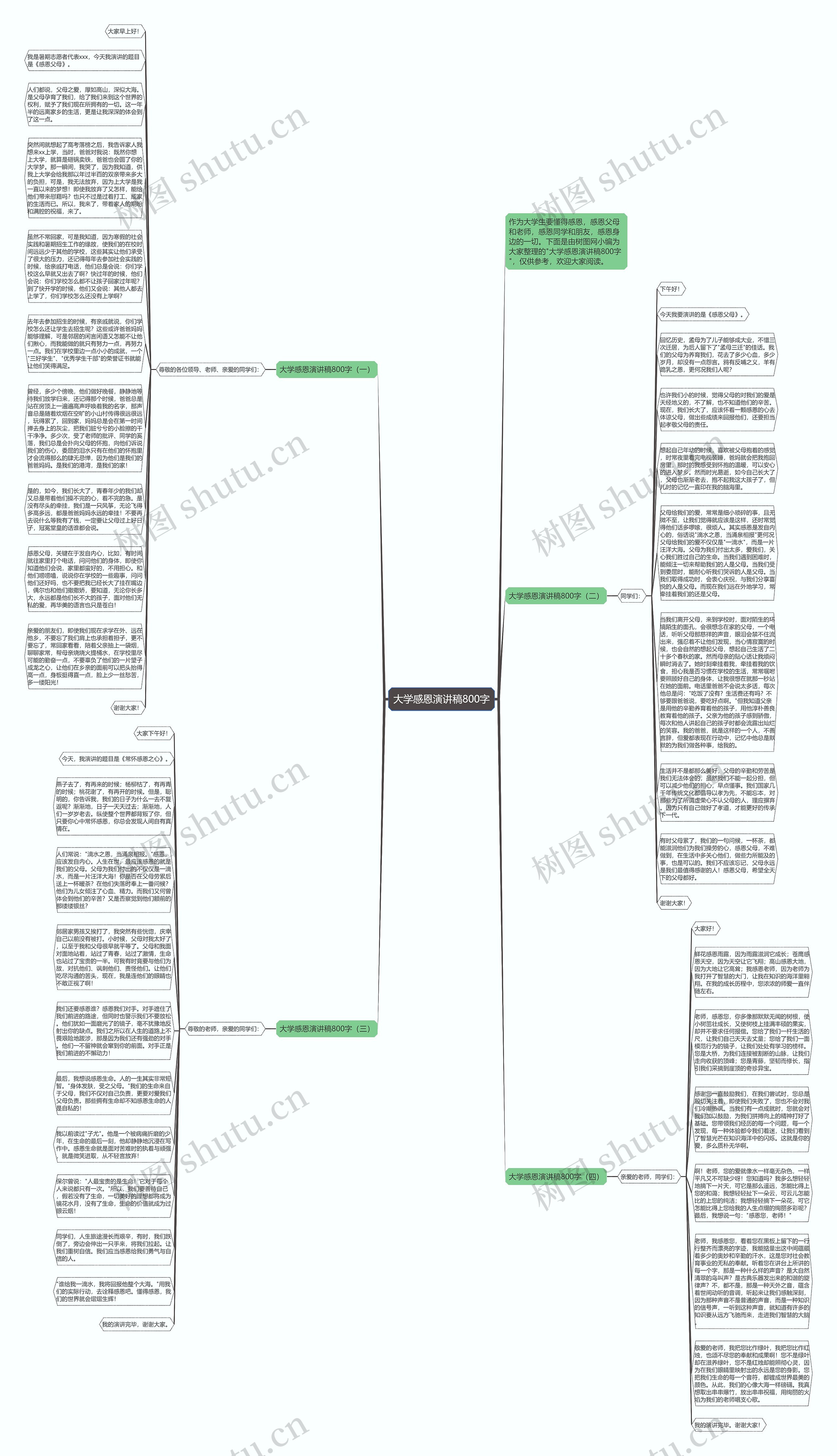 大学感恩演讲稿800字思维导图