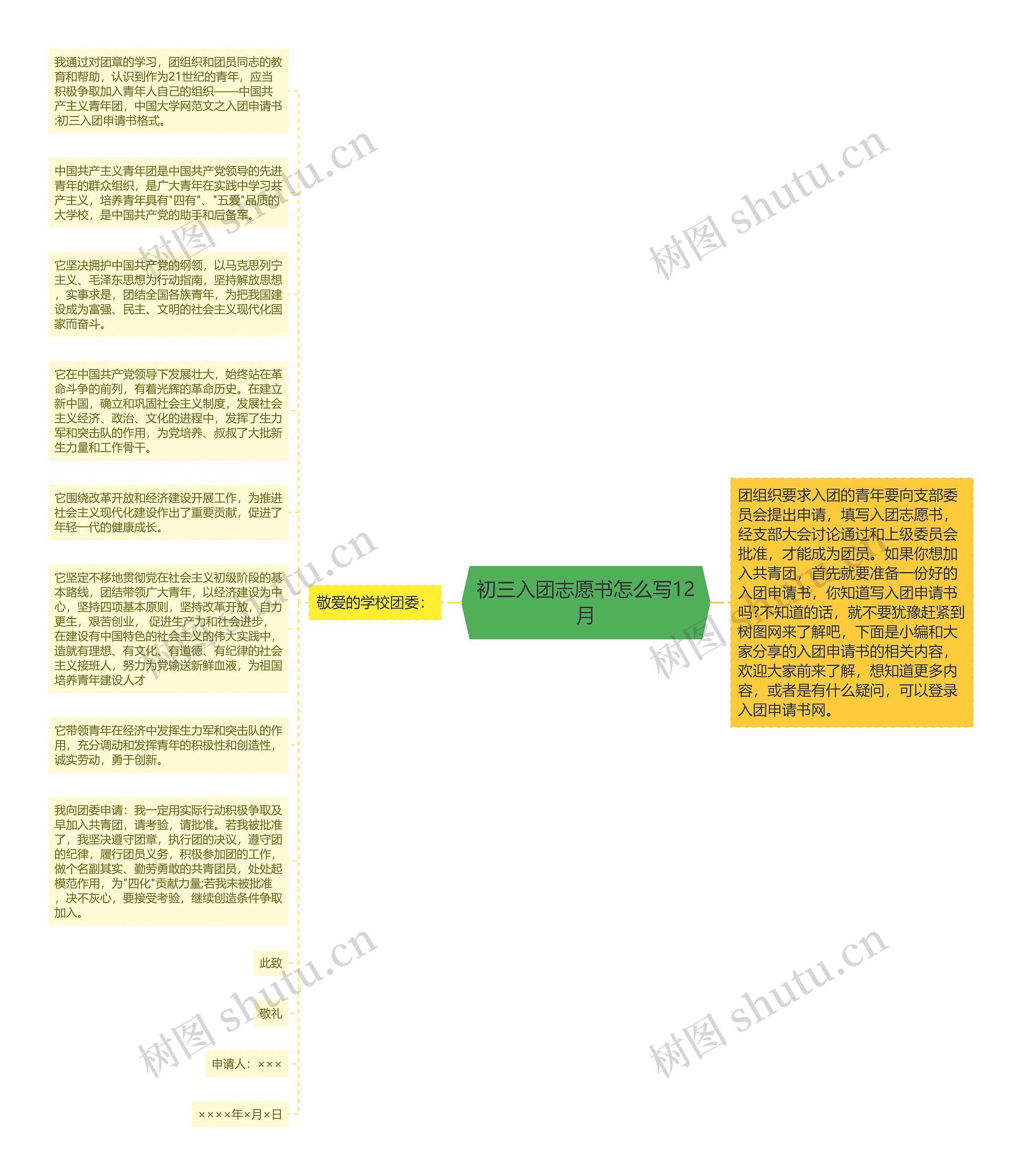 初三入团志愿书怎么写12月思维导图