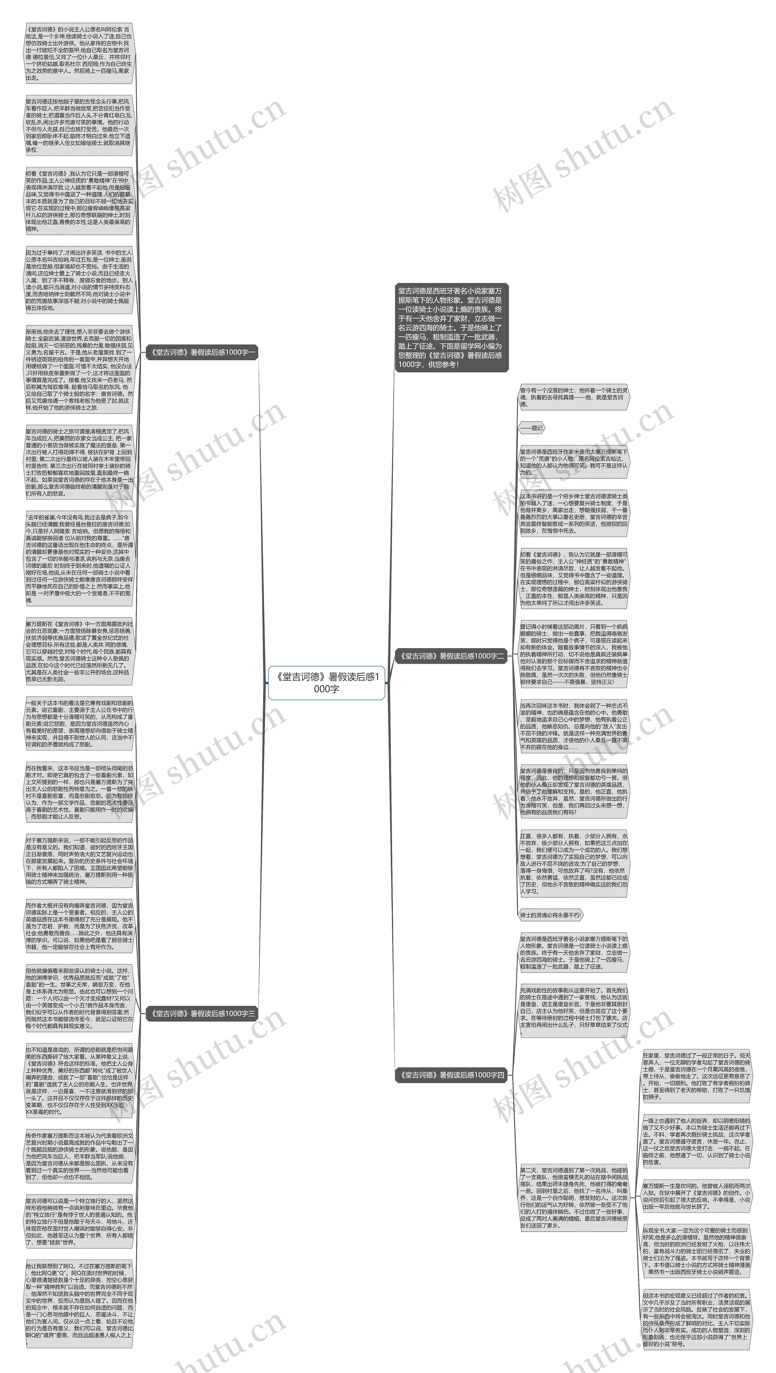 《堂吉诃德》暑假读后感1000字思维导图