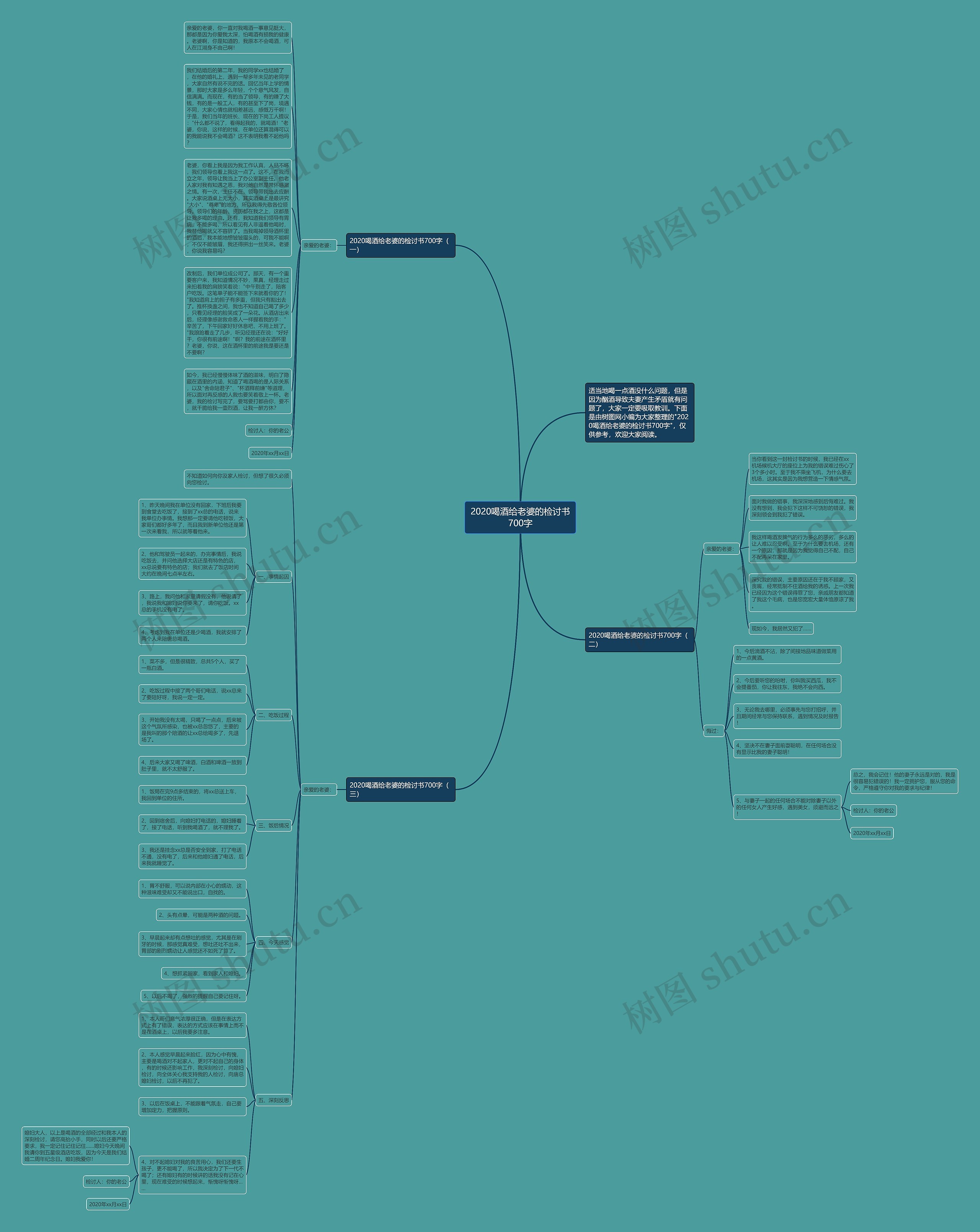 2020喝酒给老婆的检讨书700字思维导图