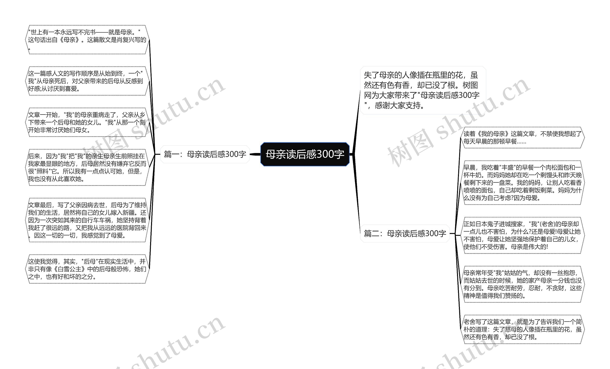 母亲读后感300字思维导图