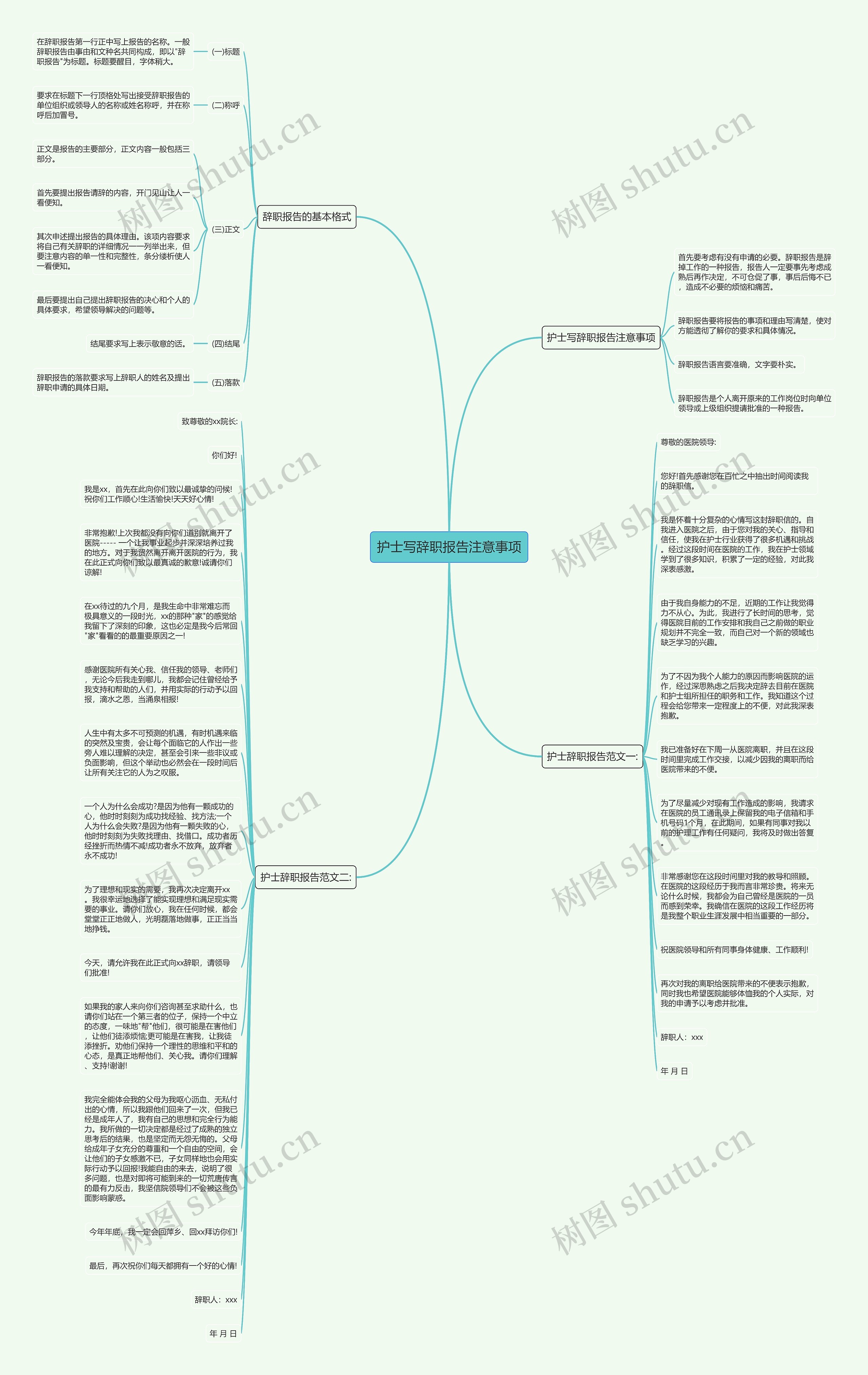 护士写辞职报告注意事项思维导图
