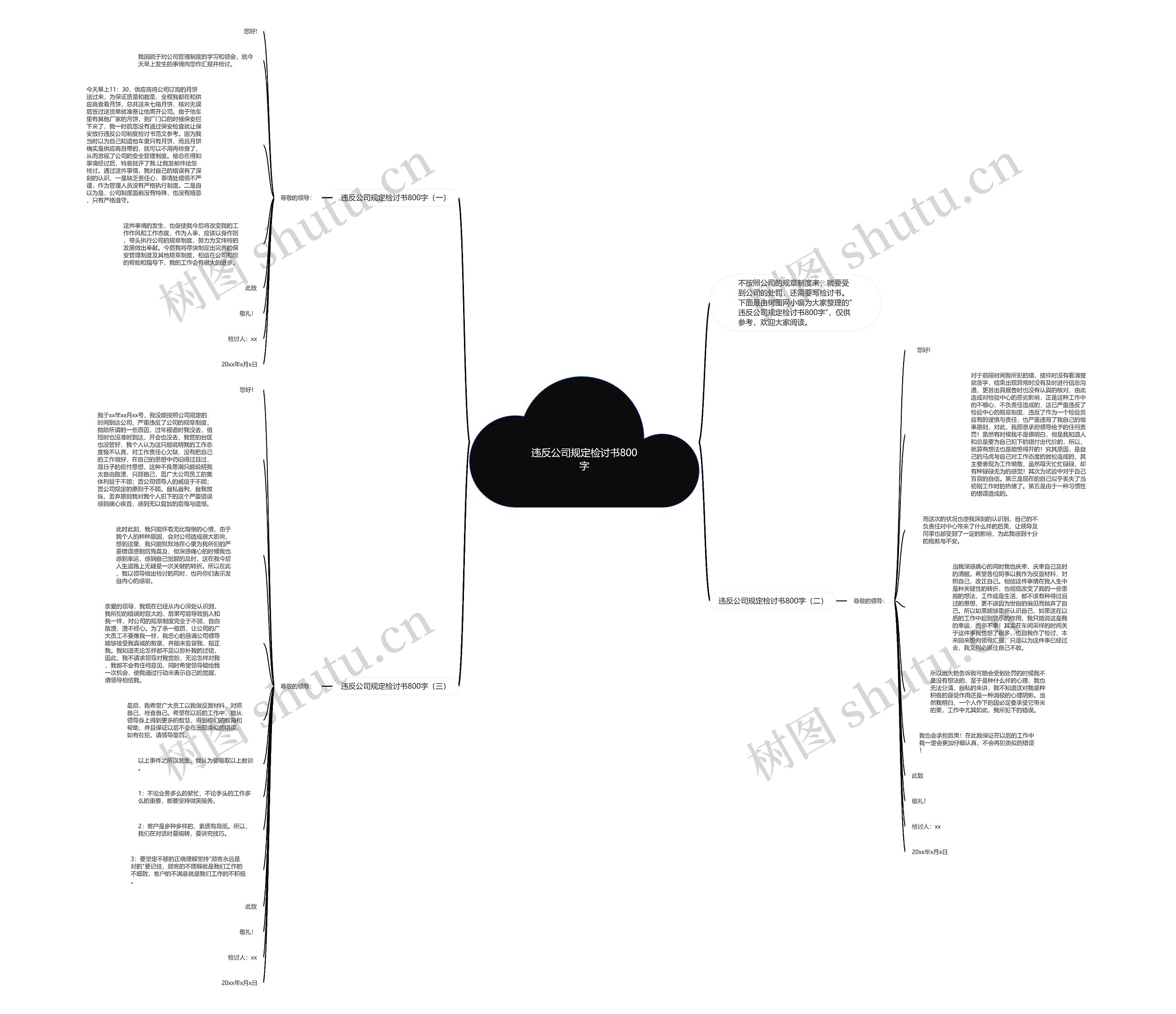 违反公司规定检讨书800字思维导图