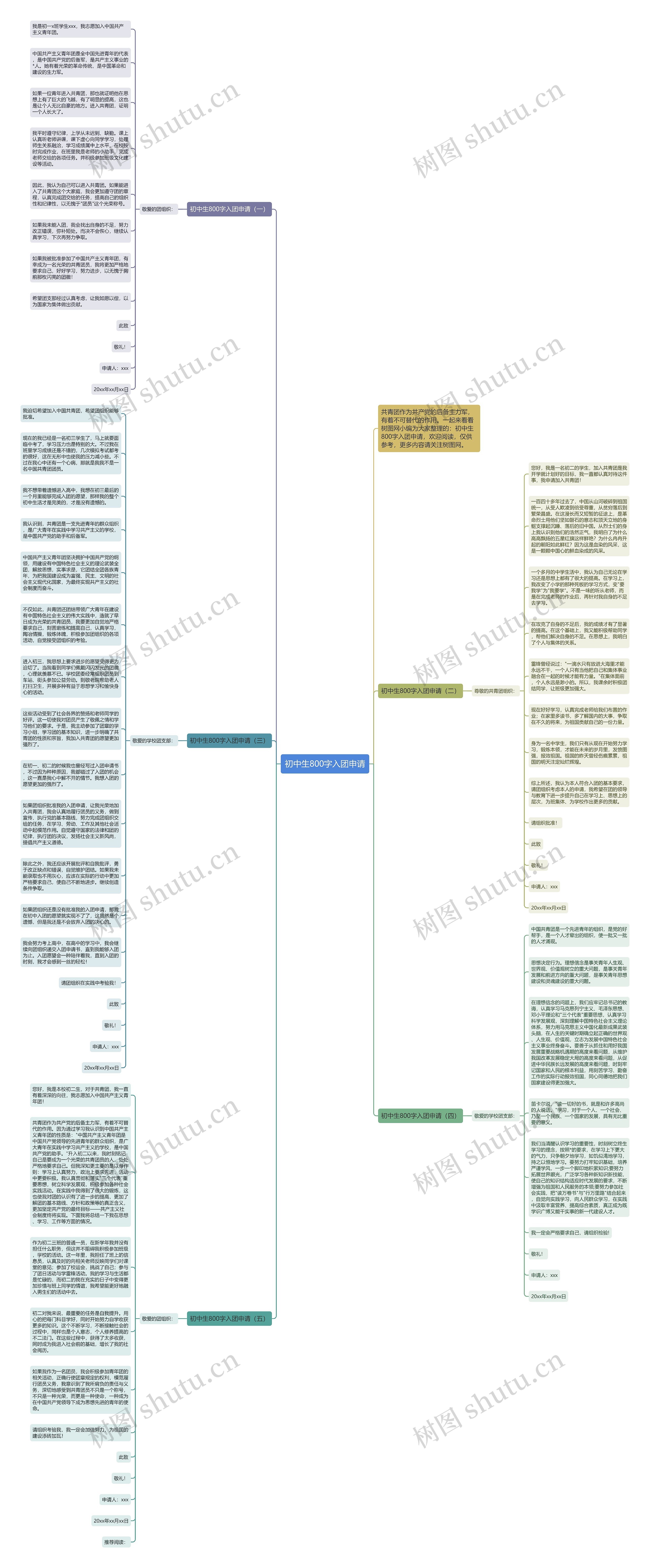 初中生800字入团申请思维导图