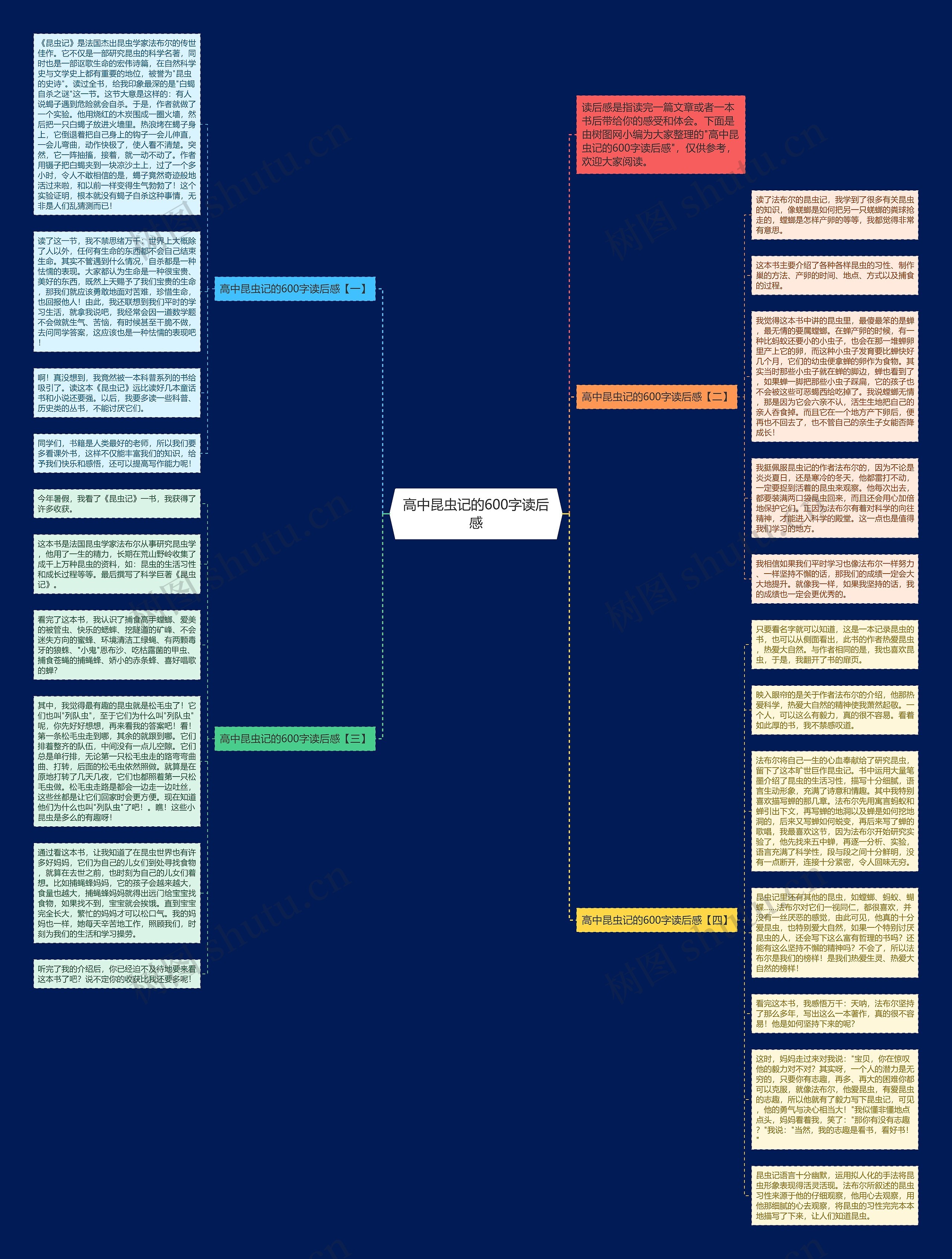 高中昆虫记的600字读后感思维导图