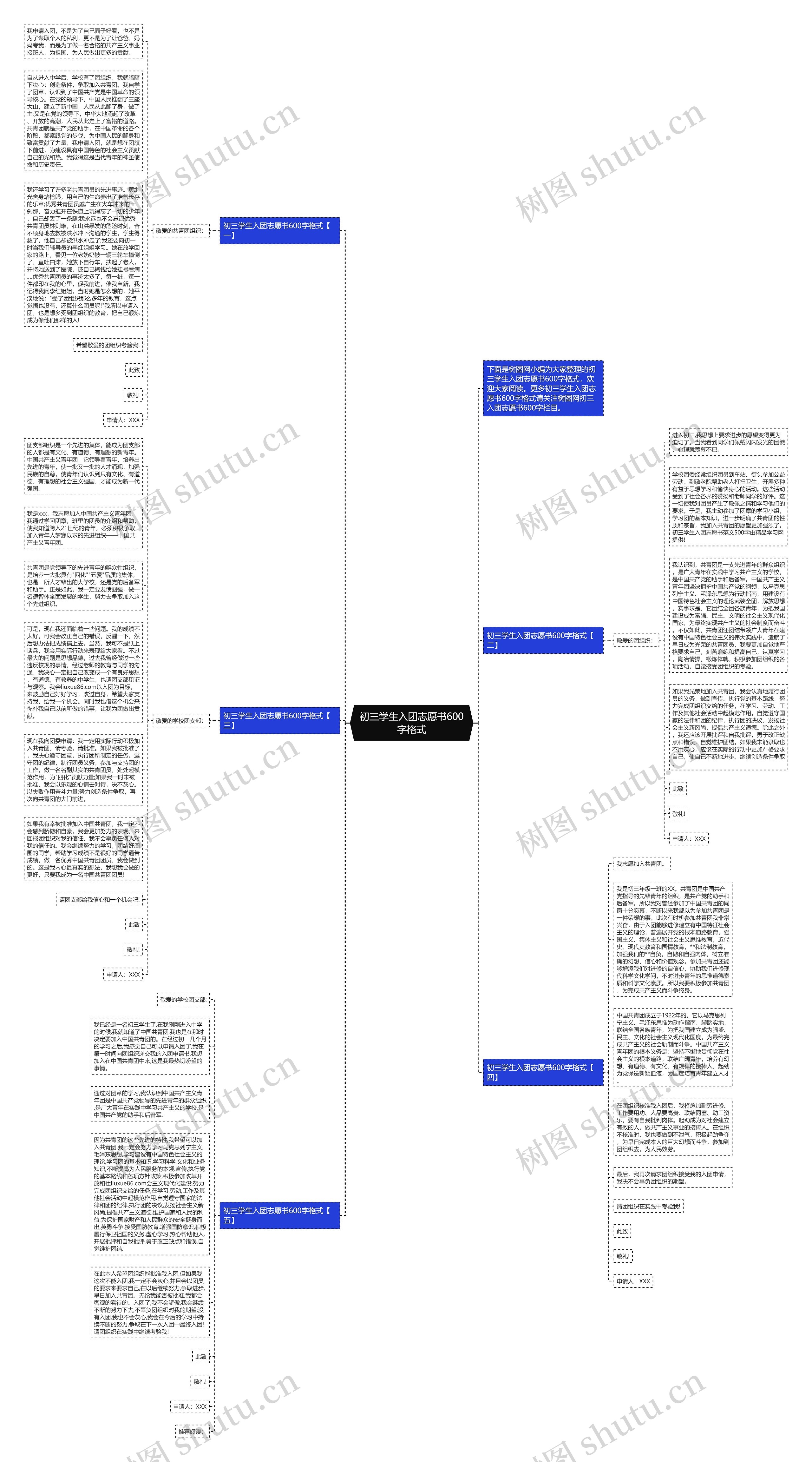 初三学生入团志愿书600字格式思维导图