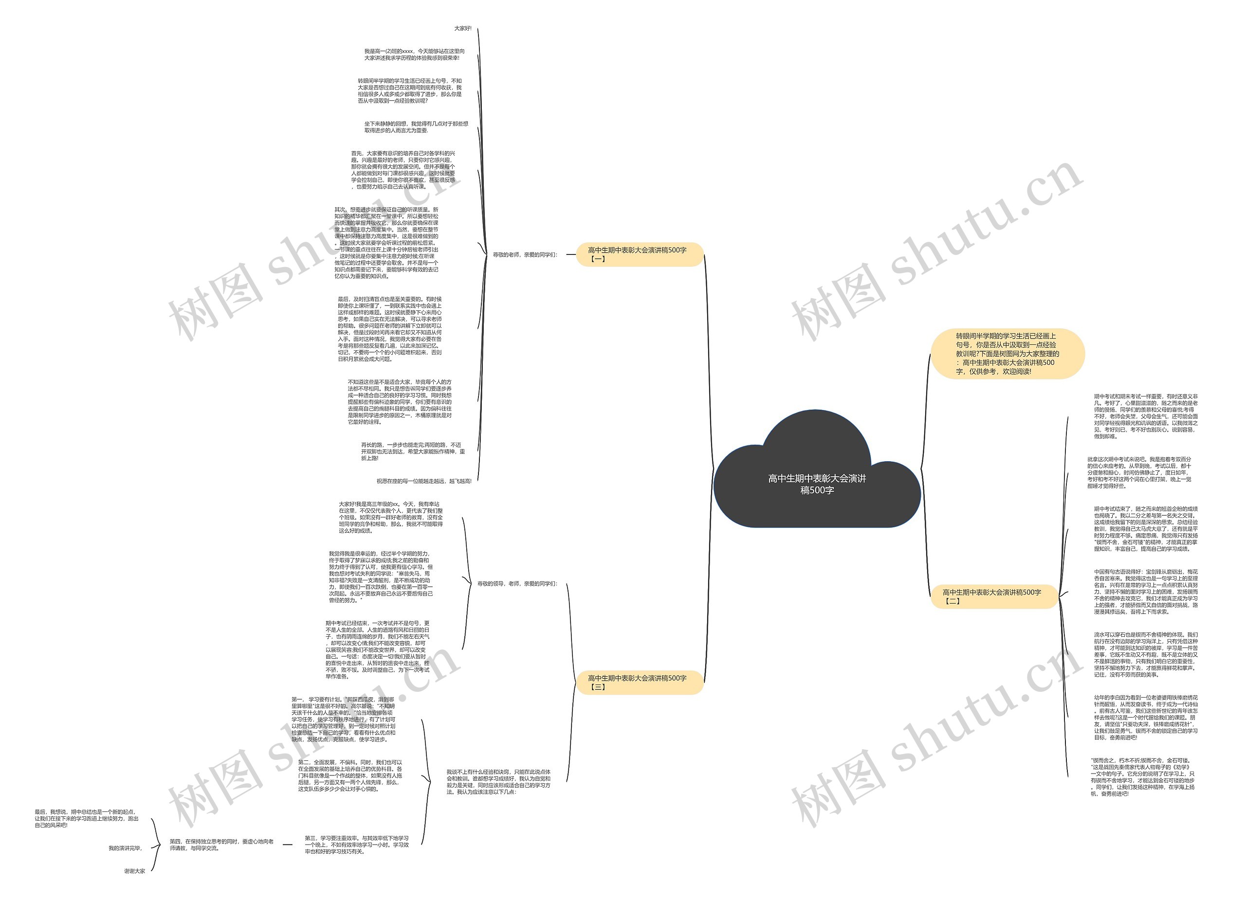 高中生期中表彰大会演讲稿500字思维导图