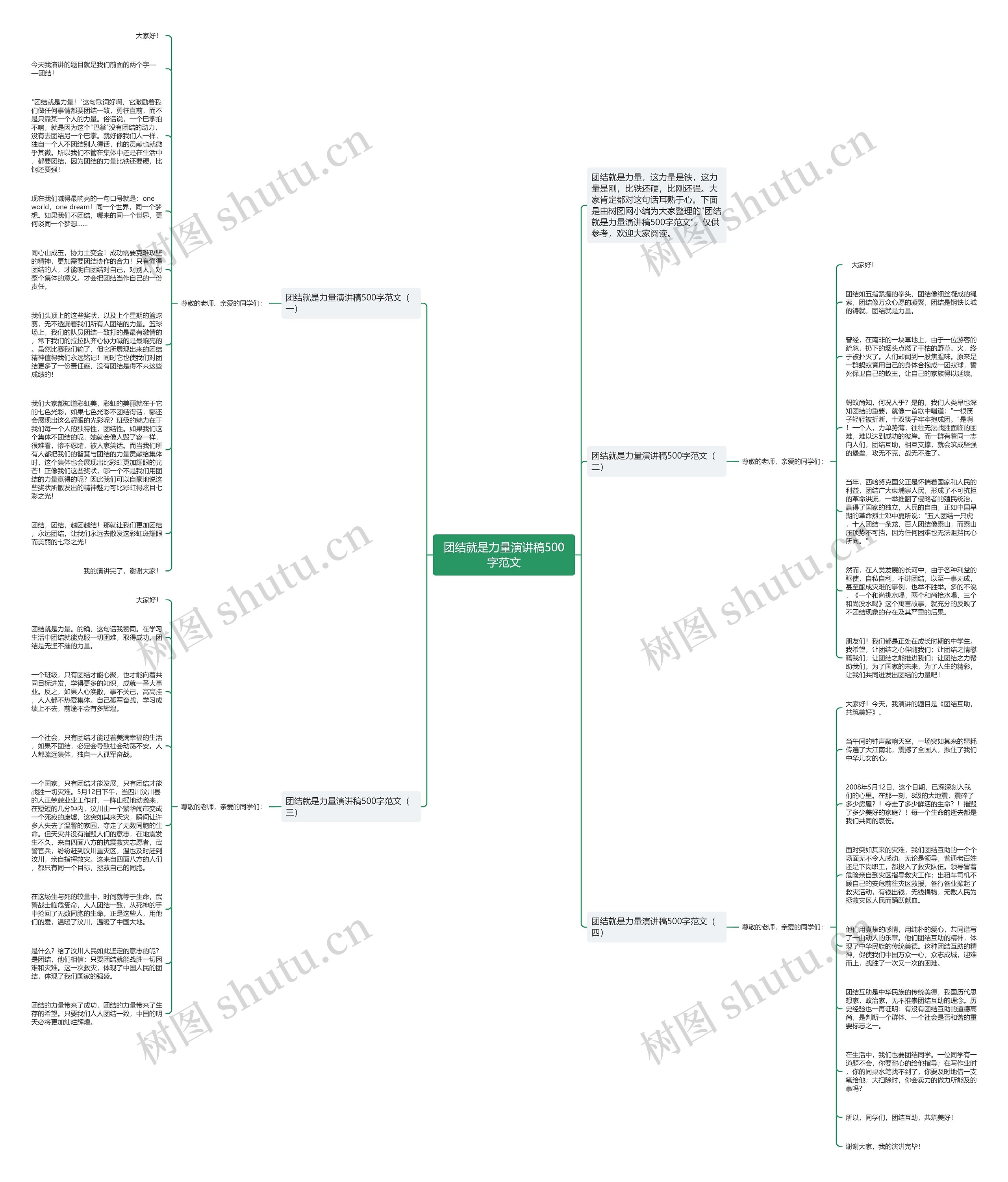 团结就是力量演讲稿500字范文思维导图