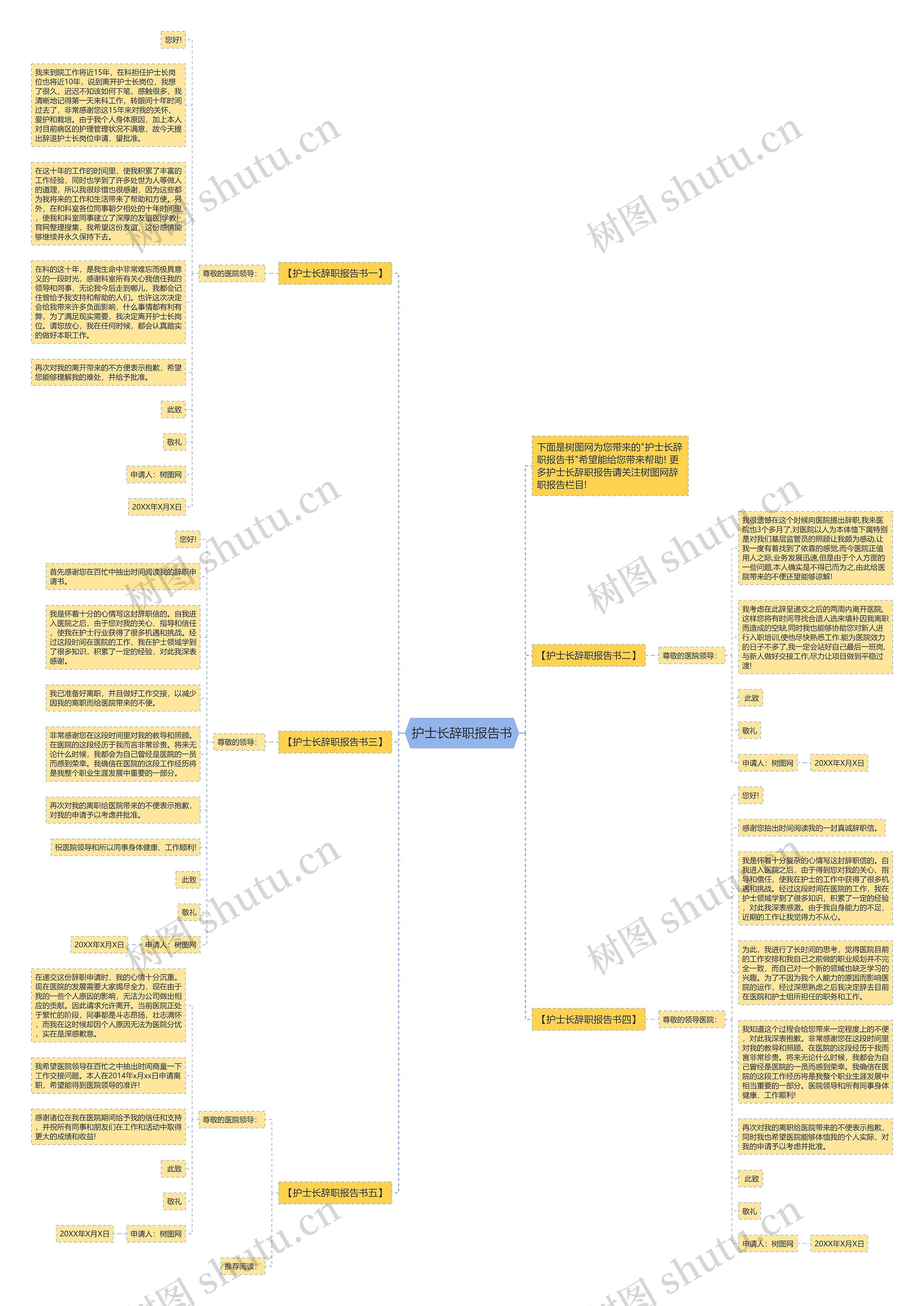 护士长辞职报告书思维导图