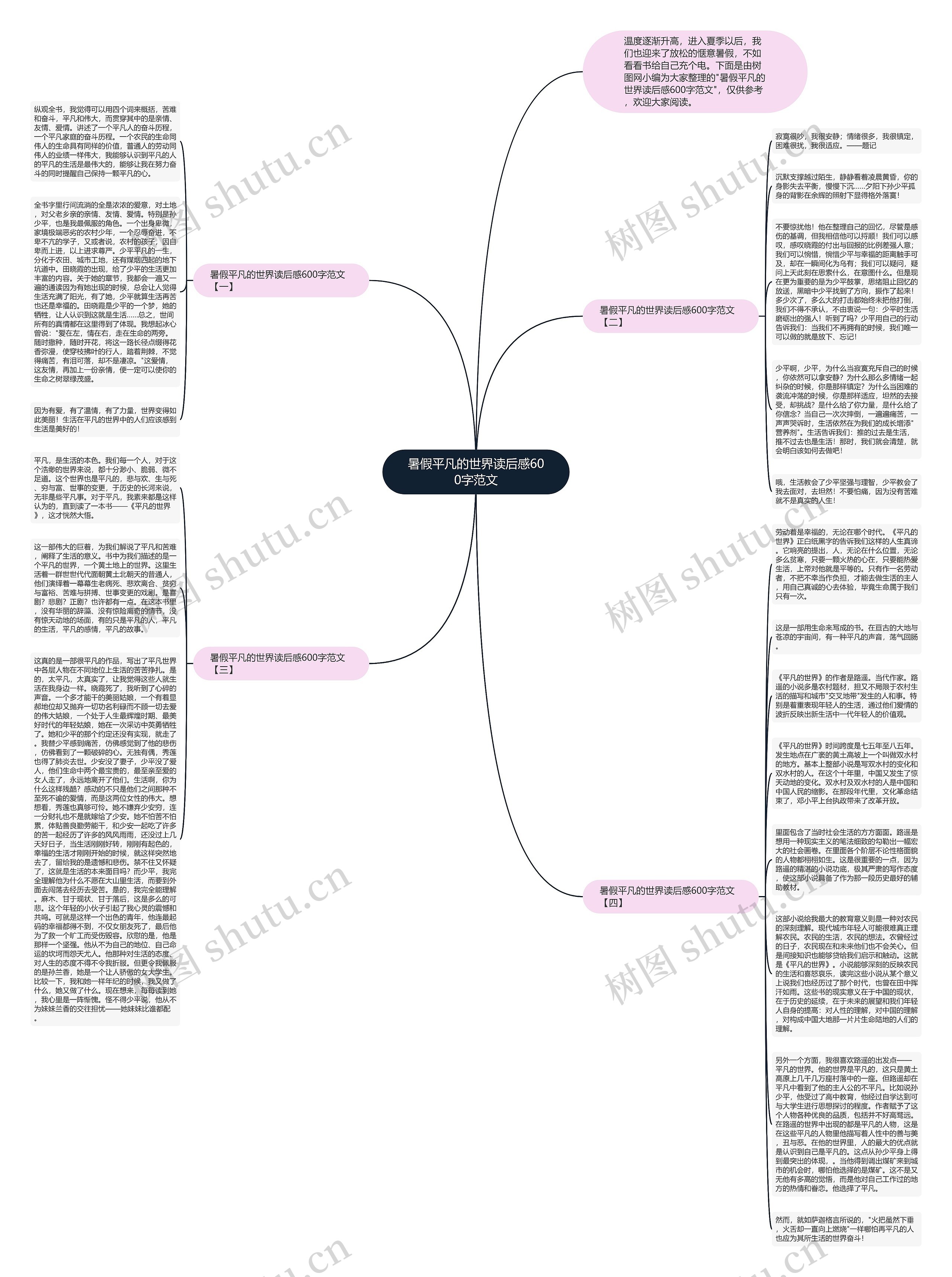 暑假平凡的世界读后感600字范文思维导图