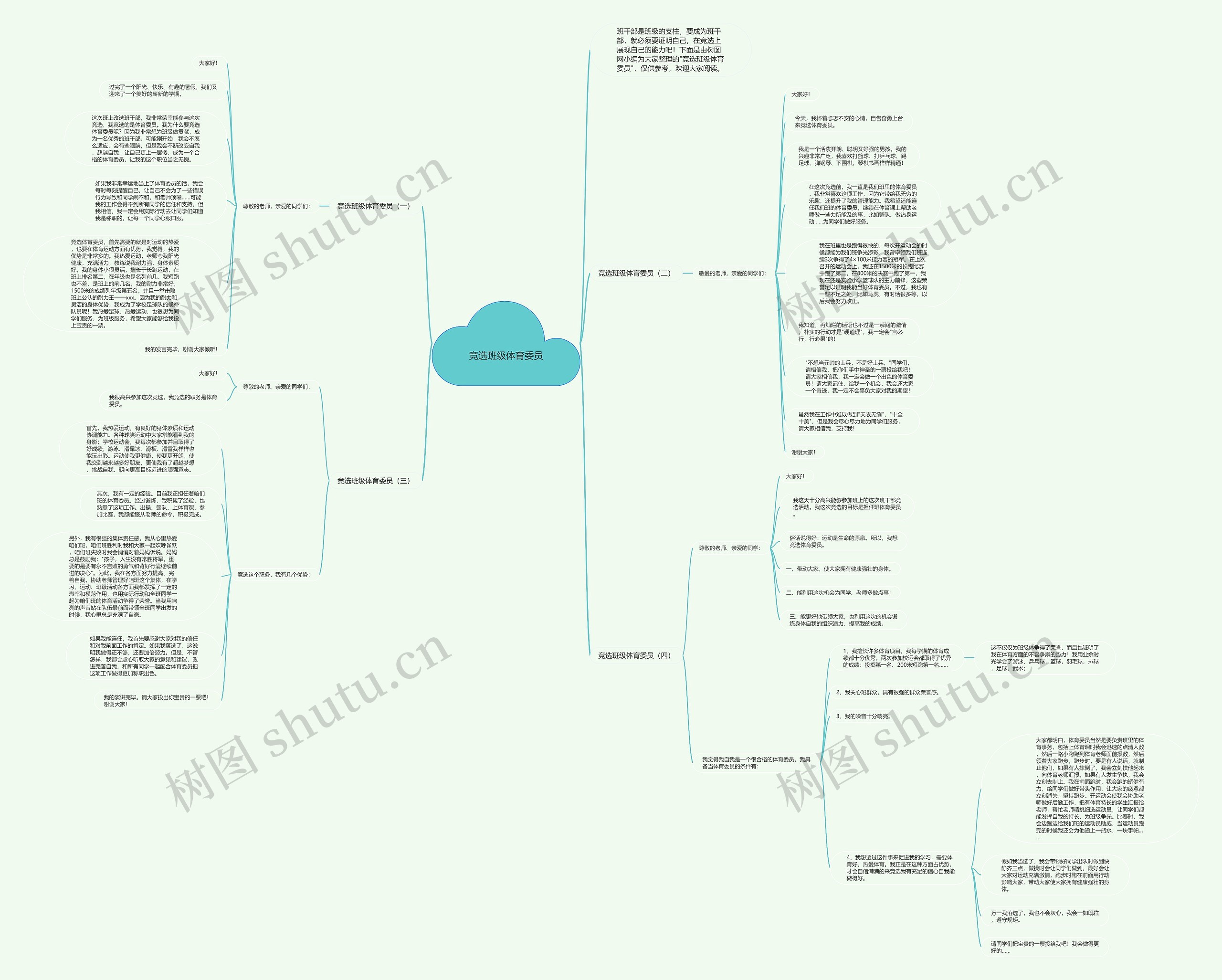 竞选班级体育委员思维导图