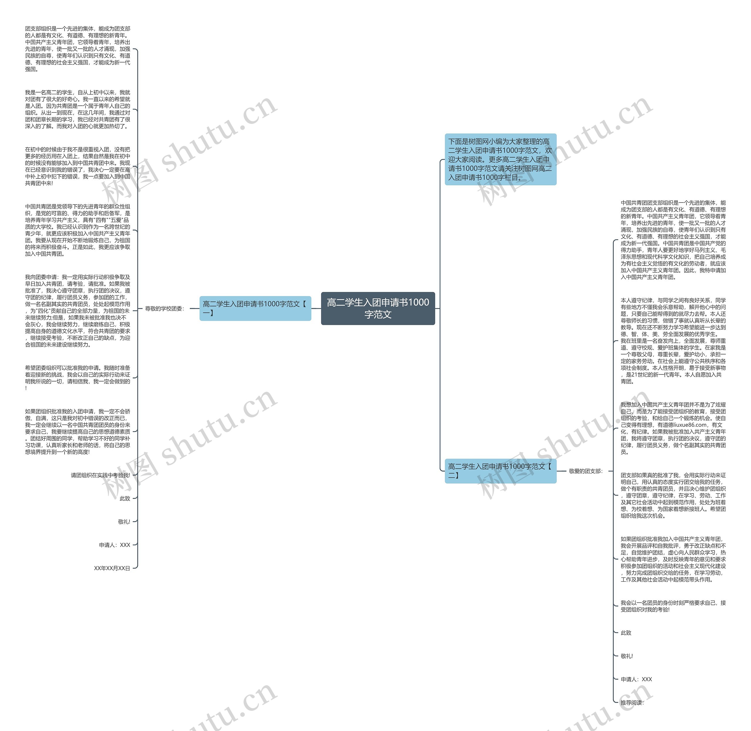 高二学生入团申请书1000字范文思维导图