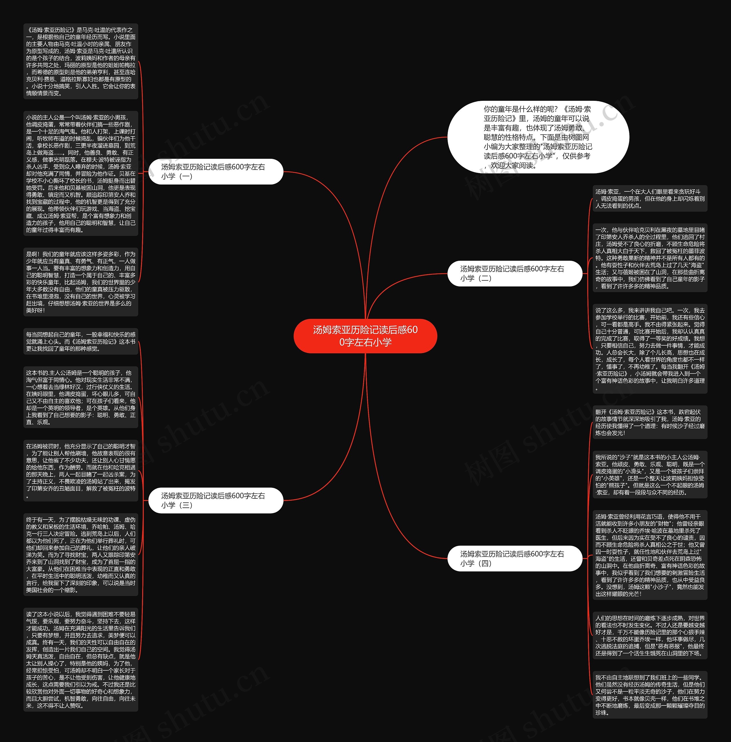 汤姆索亚历险记读后感600字左右小学思维导图