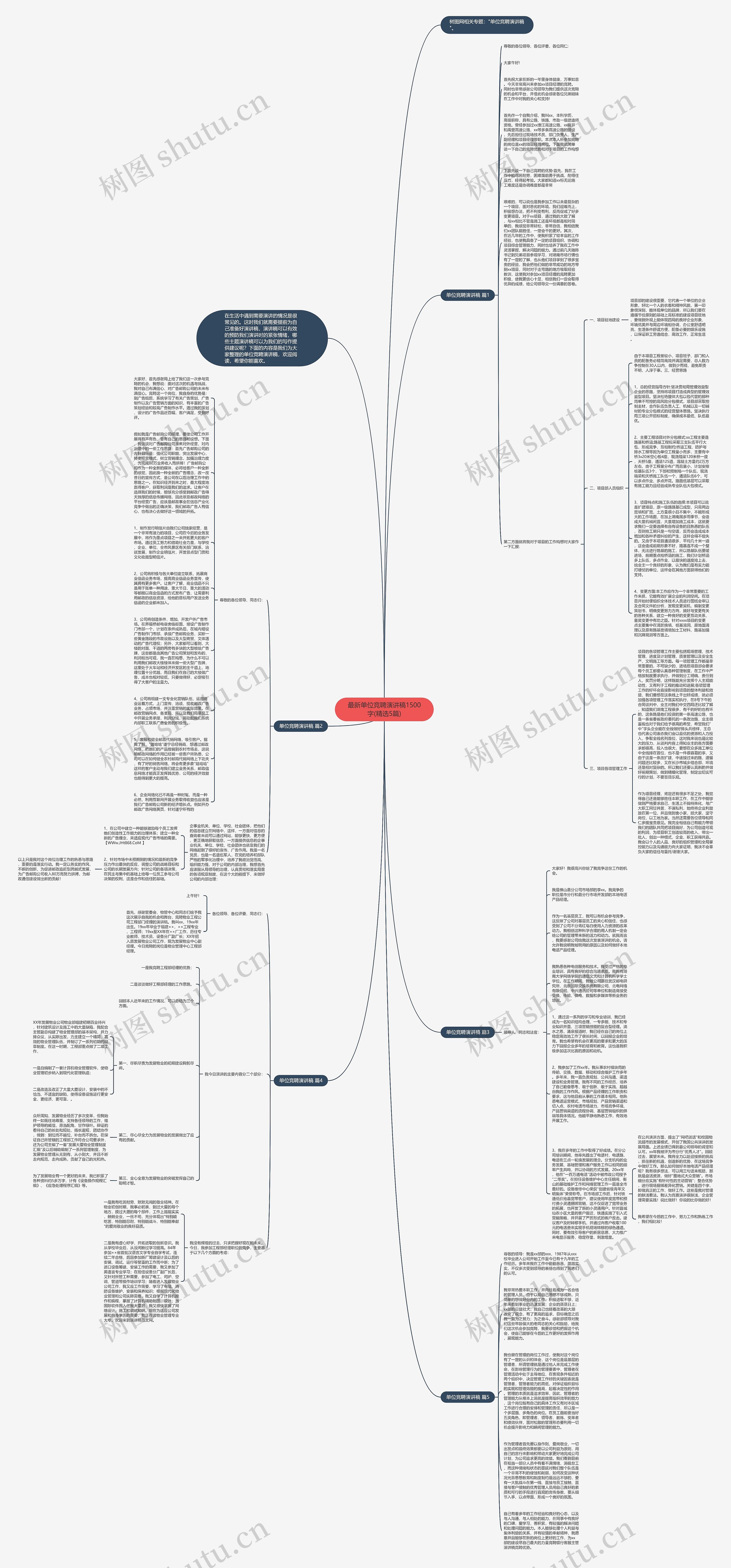 最新单位竞聘演讲稿1500字(精选5篇)思维导图