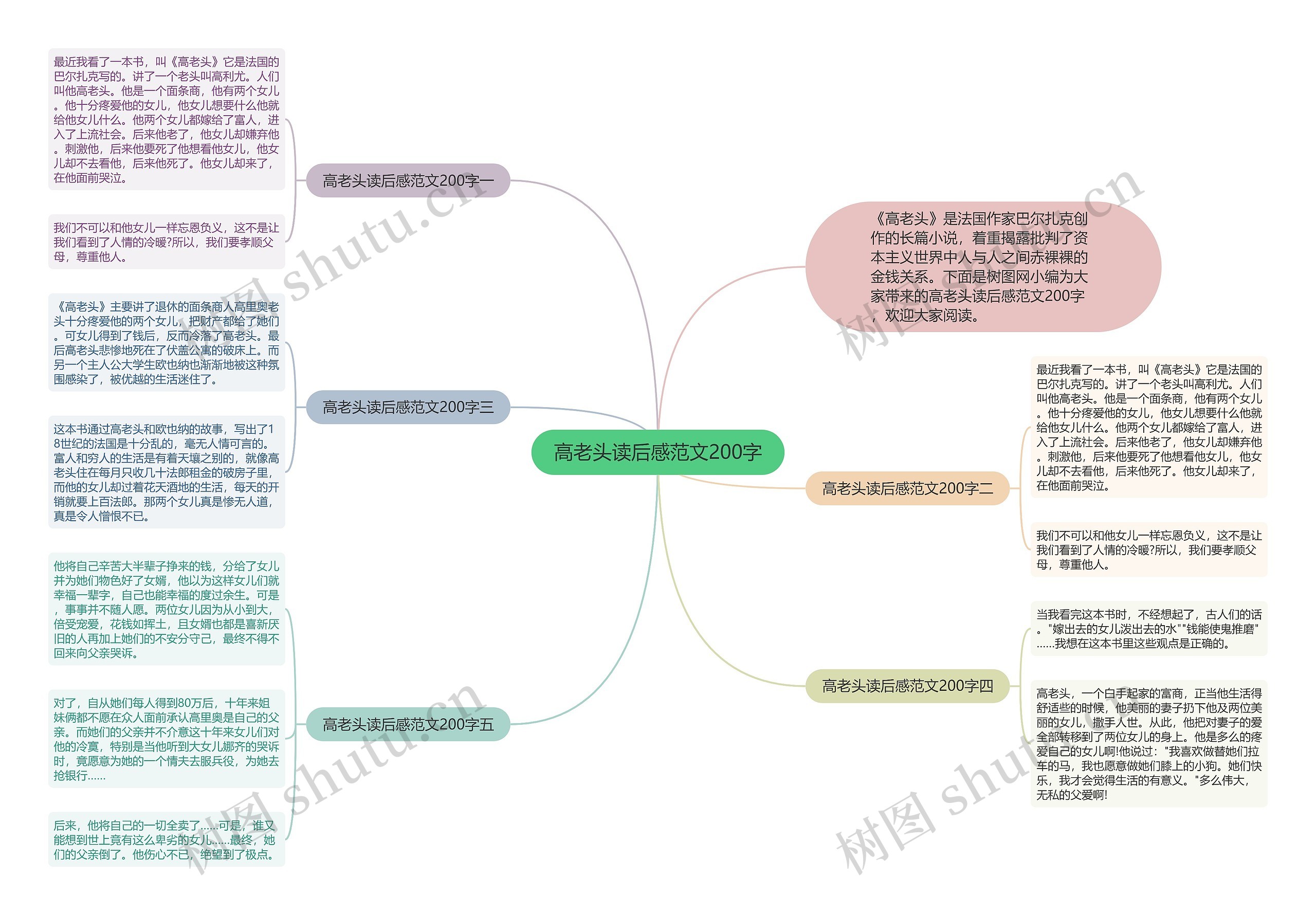 高老头读后感范文200字思维导图