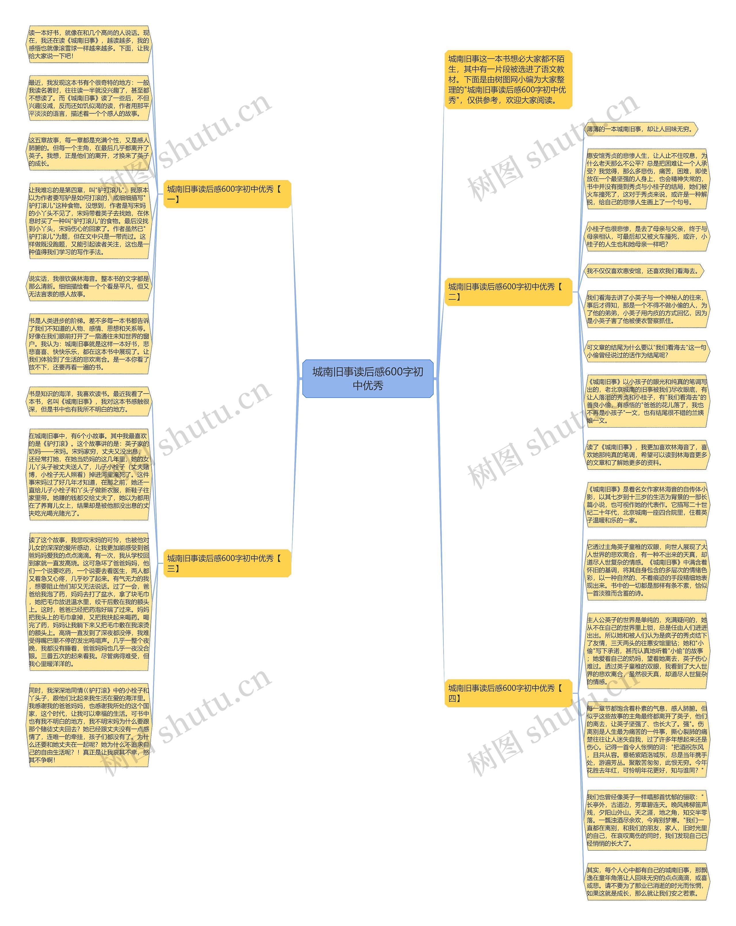 城南旧事读后感600字初中优秀思维导图