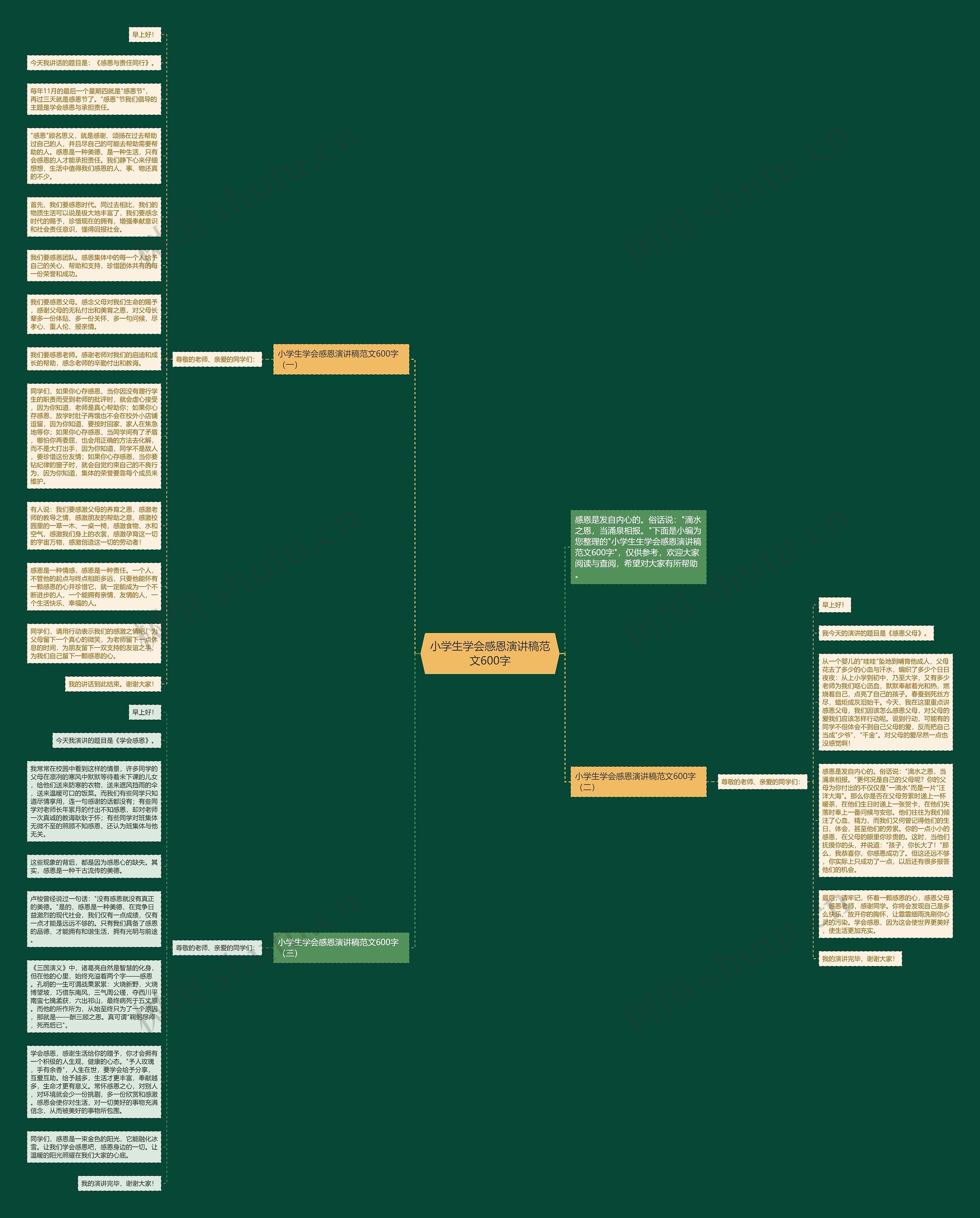 小学生学会感恩演讲稿范文600字思维导图