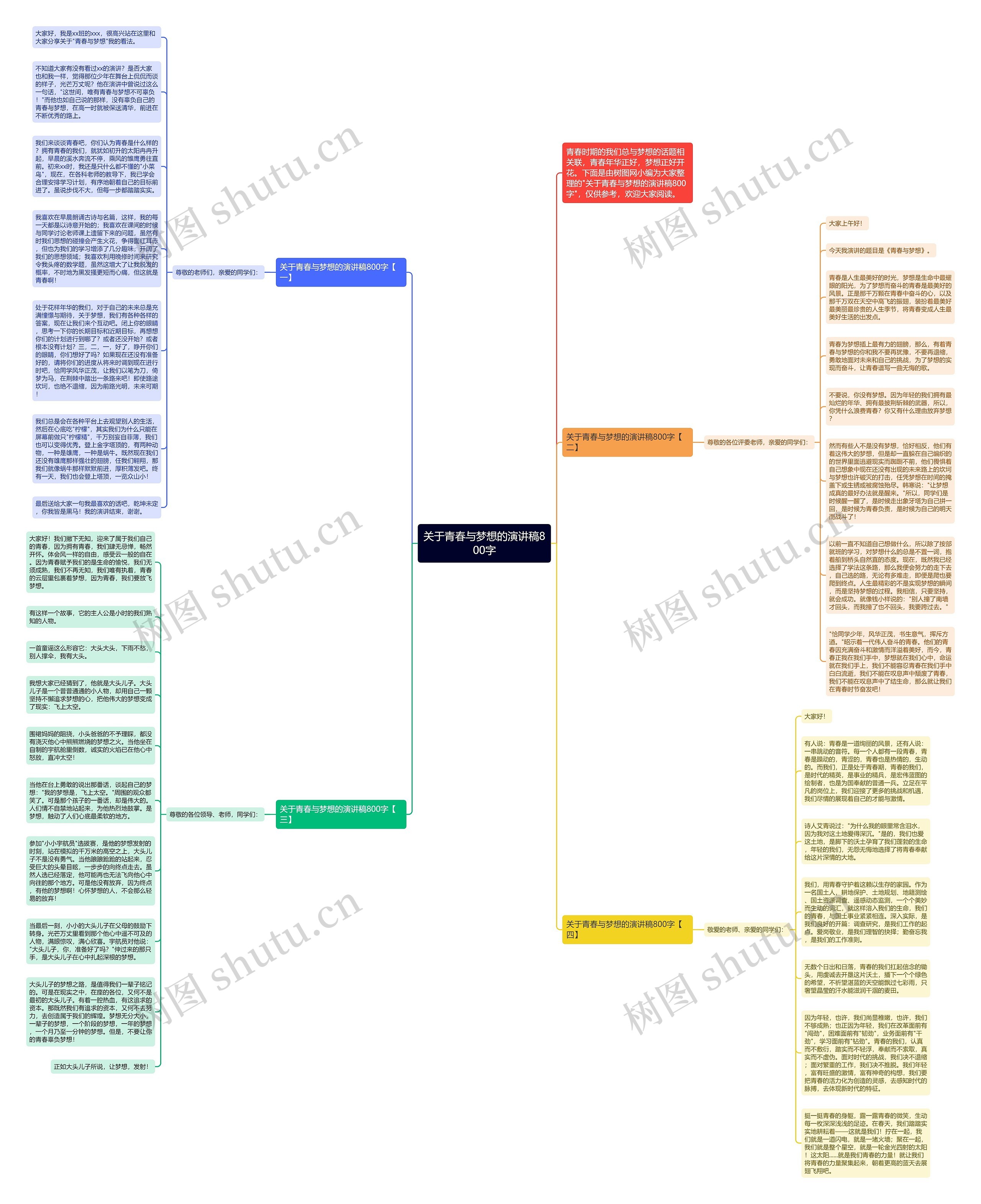 关于青春与梦想的演讲稿800字思维导图