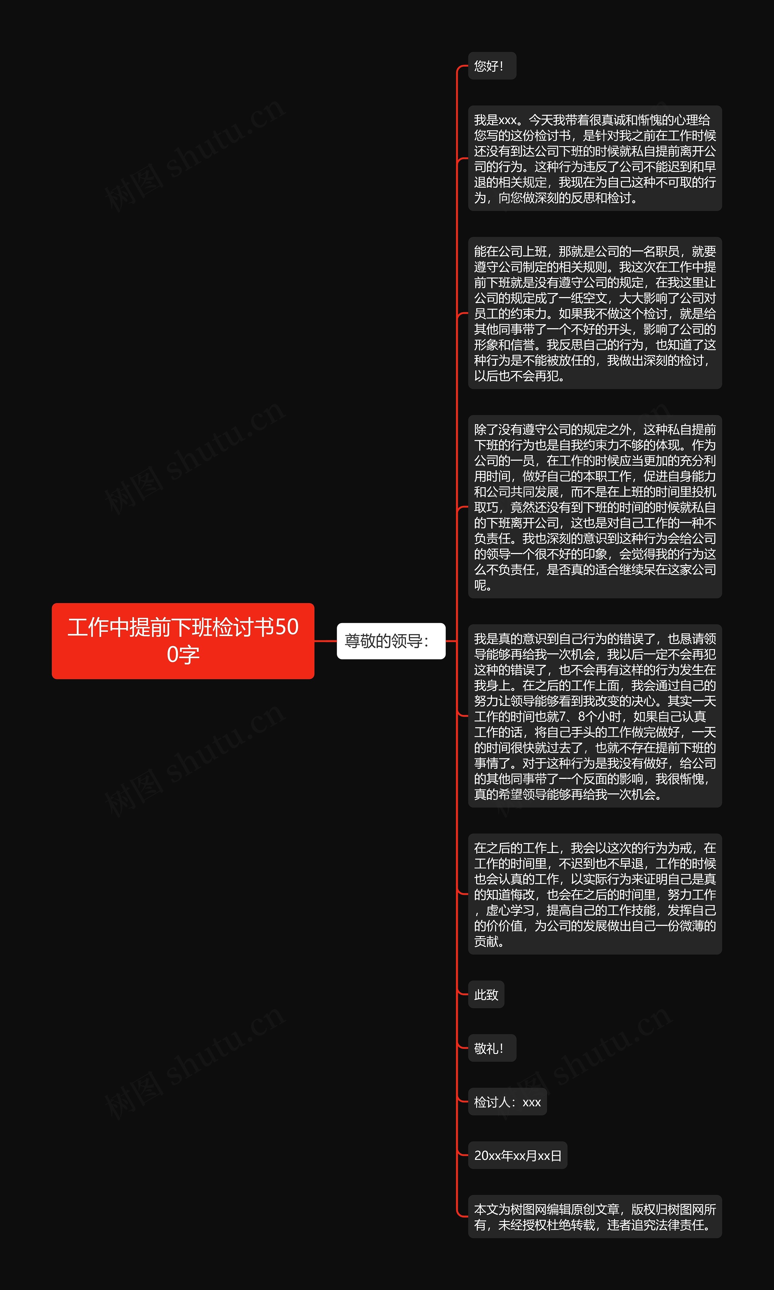 工作中提前下班检讨书500字