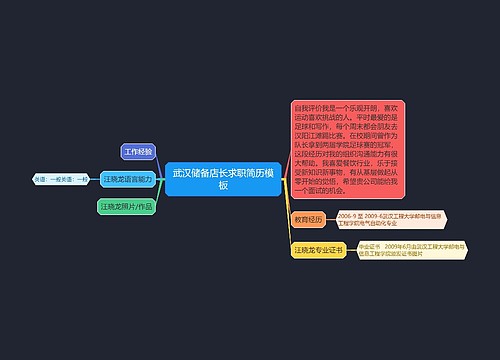 武汉储备店长求职简历模板