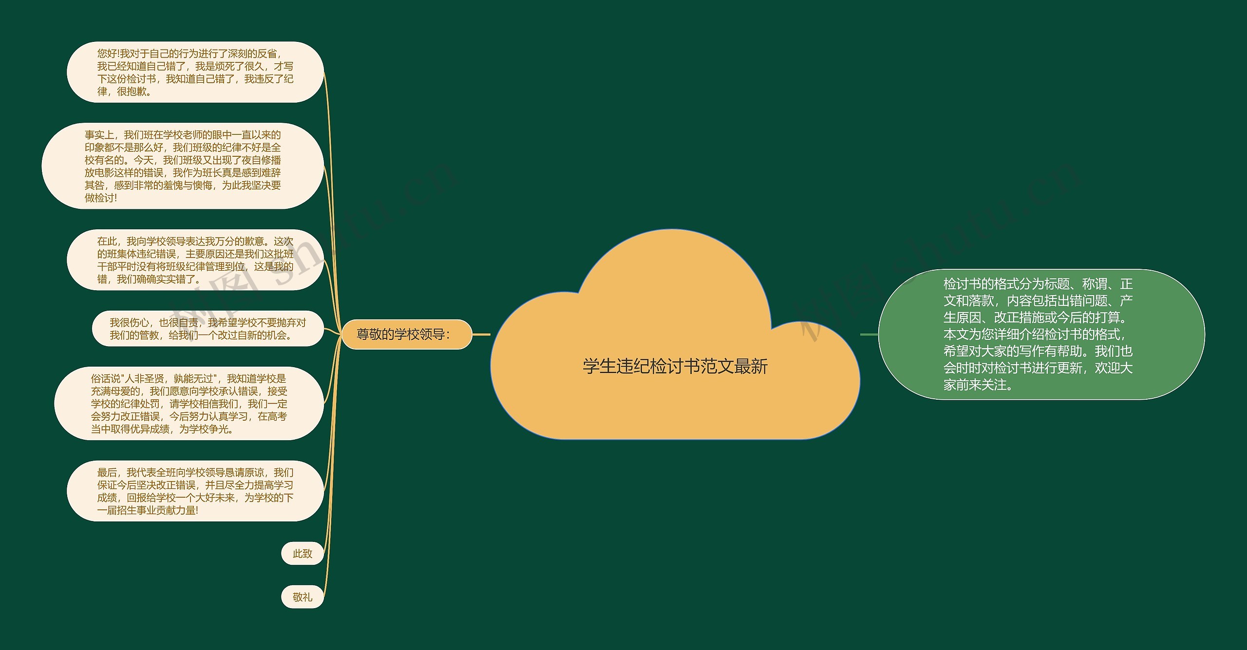 学生违纪检讨书范文最新思维导图