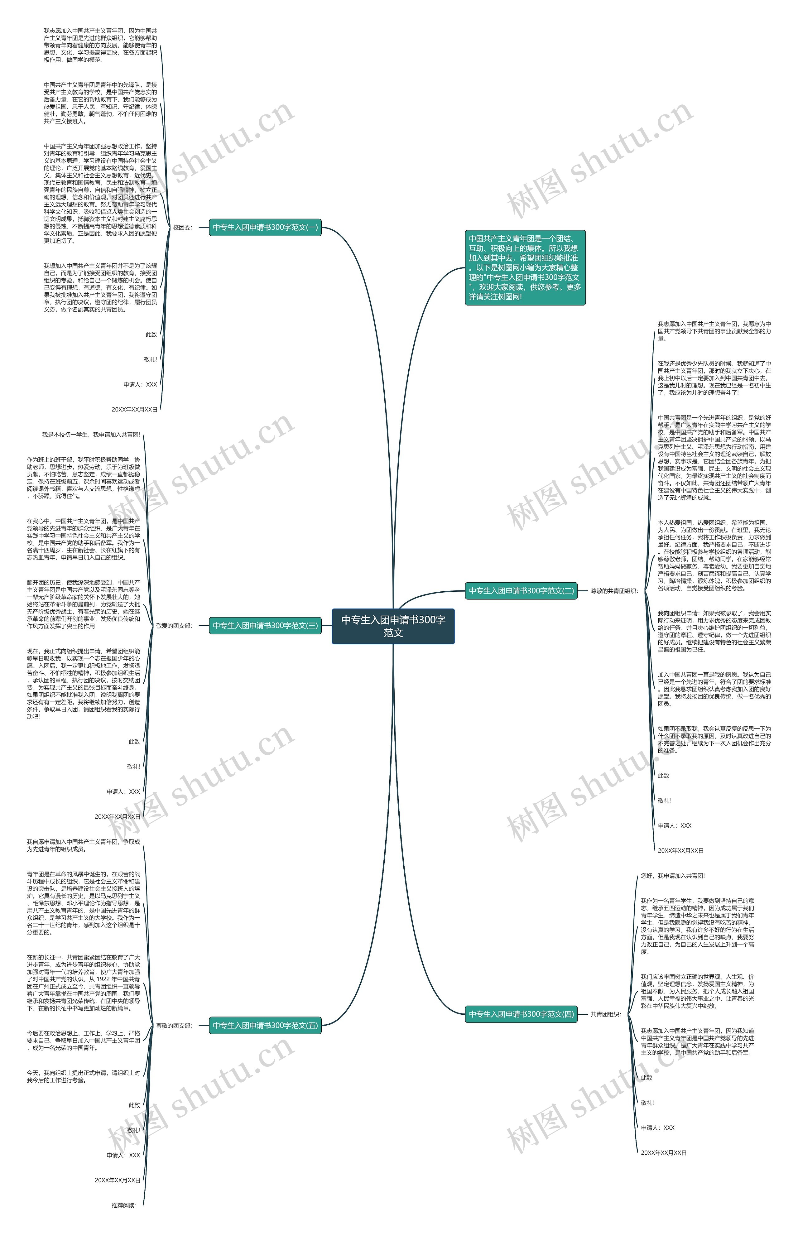 中专生入团申请书300字范文思维导图