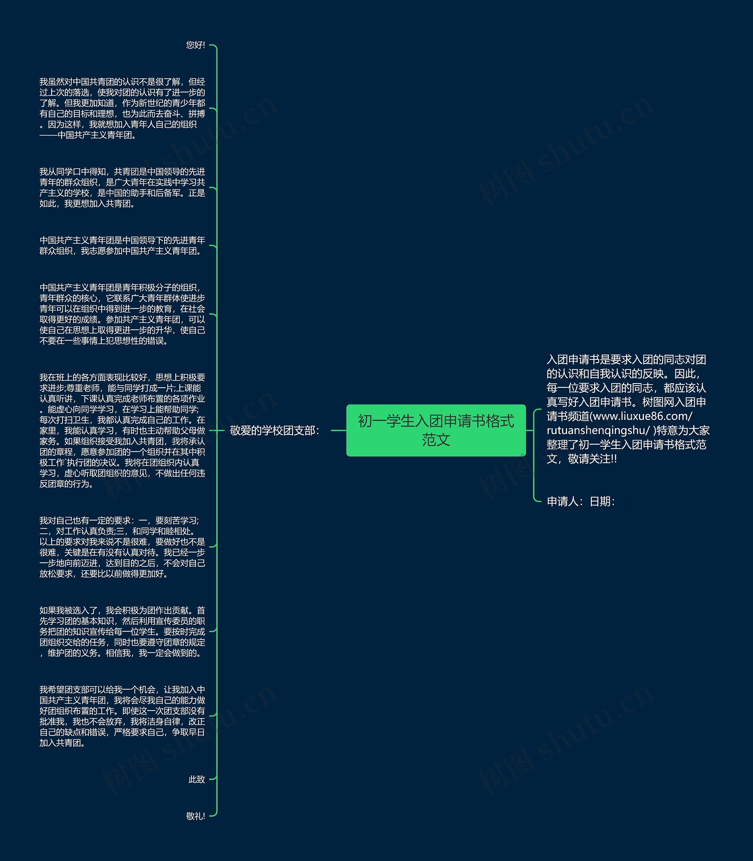 初一学生入团申请书格式范文