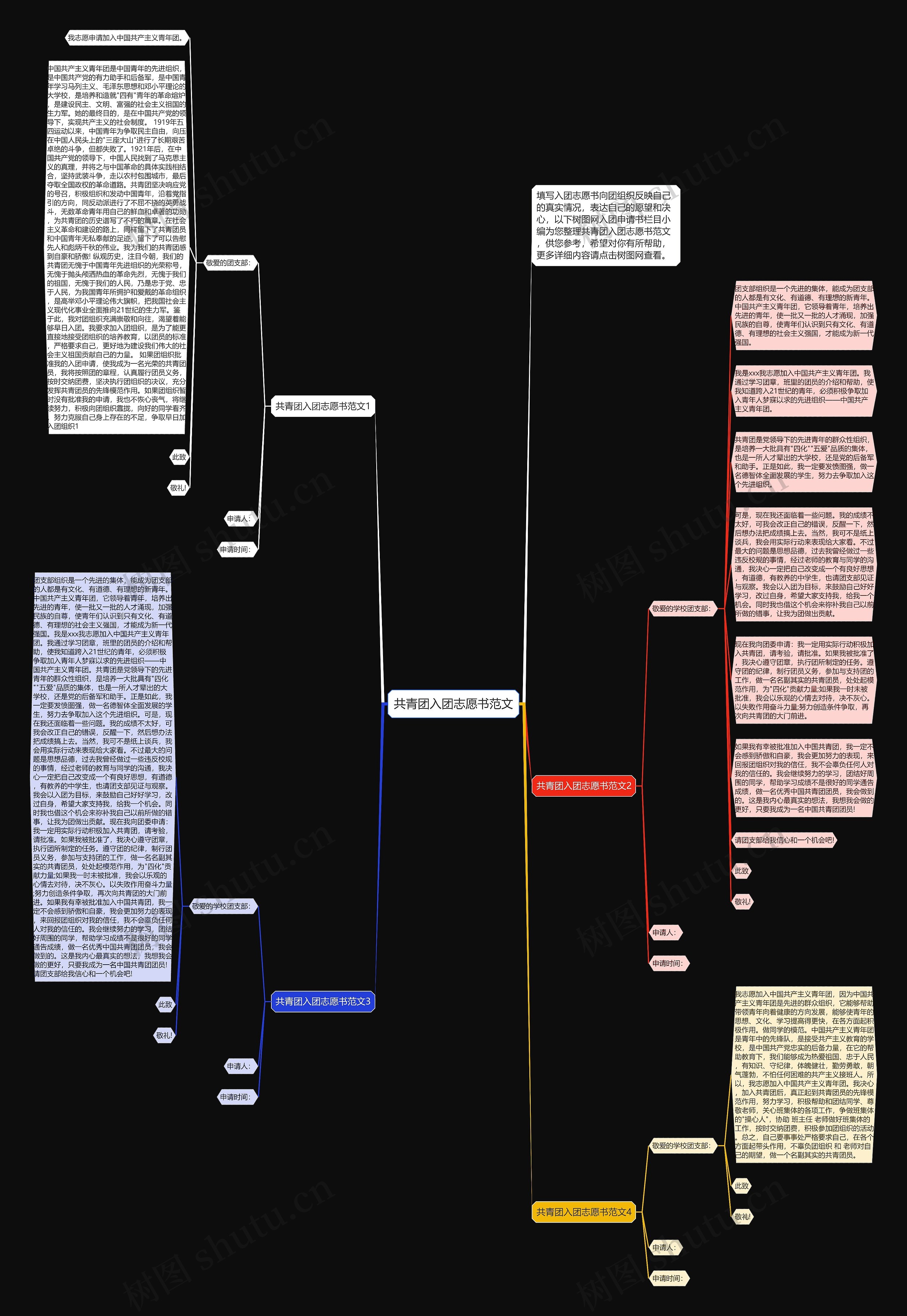 共青团入团志愿书范文思维导图