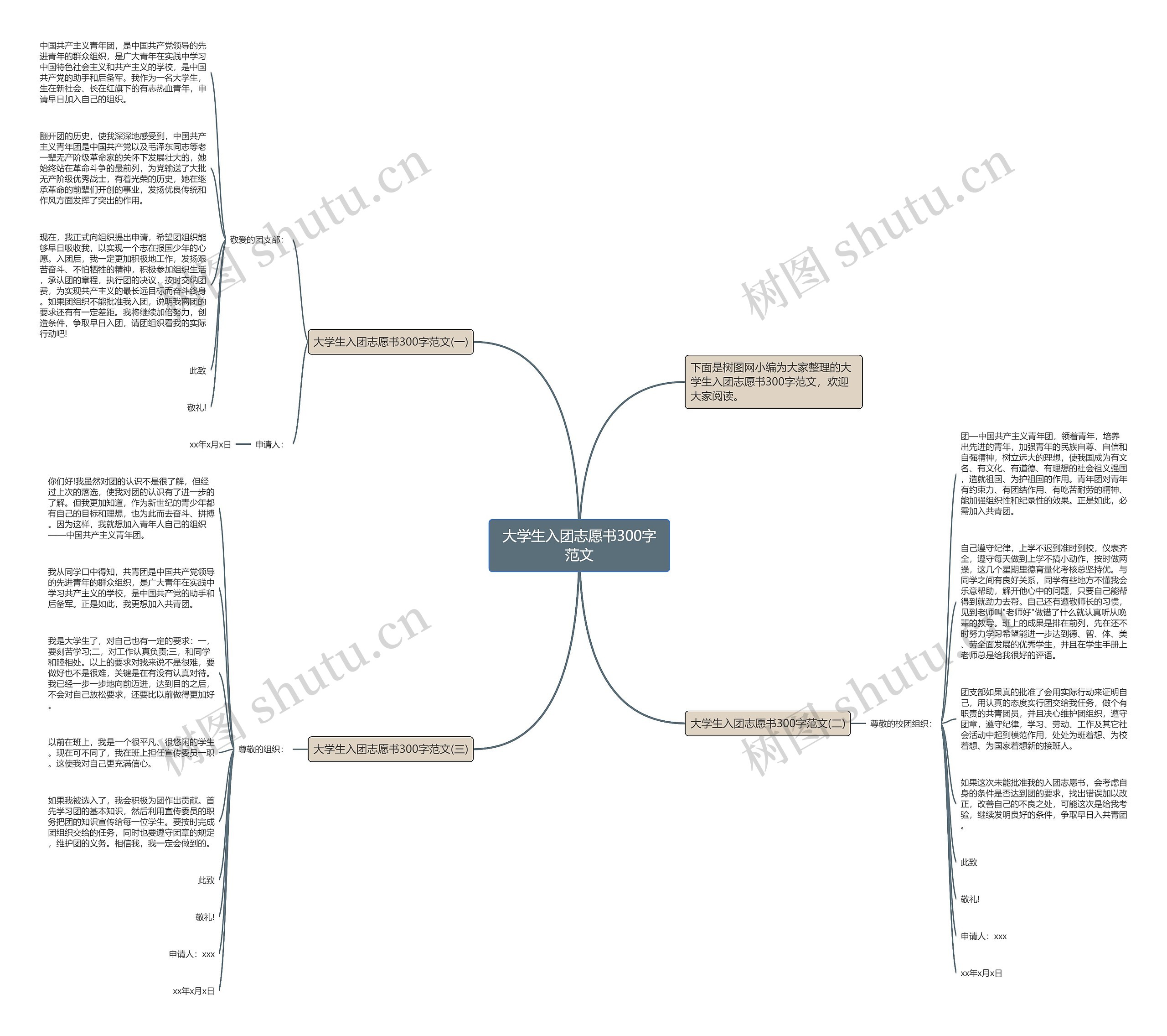 大学生入团志愿书300字范文思维导图