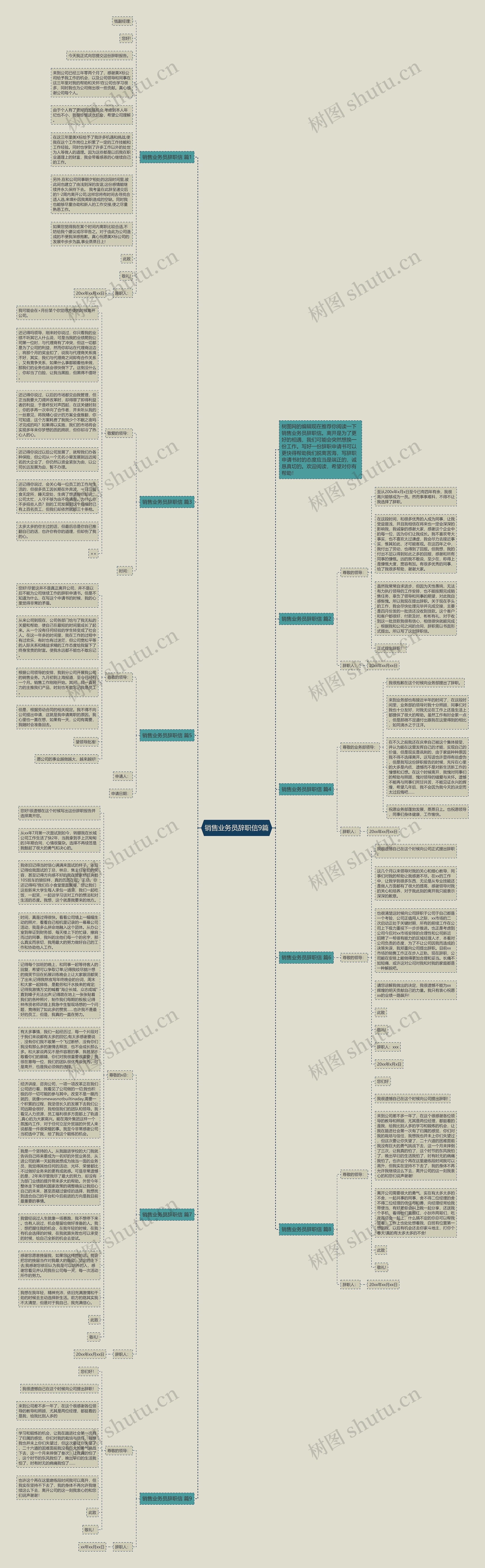 销售业务员辞职信9篇思维导图