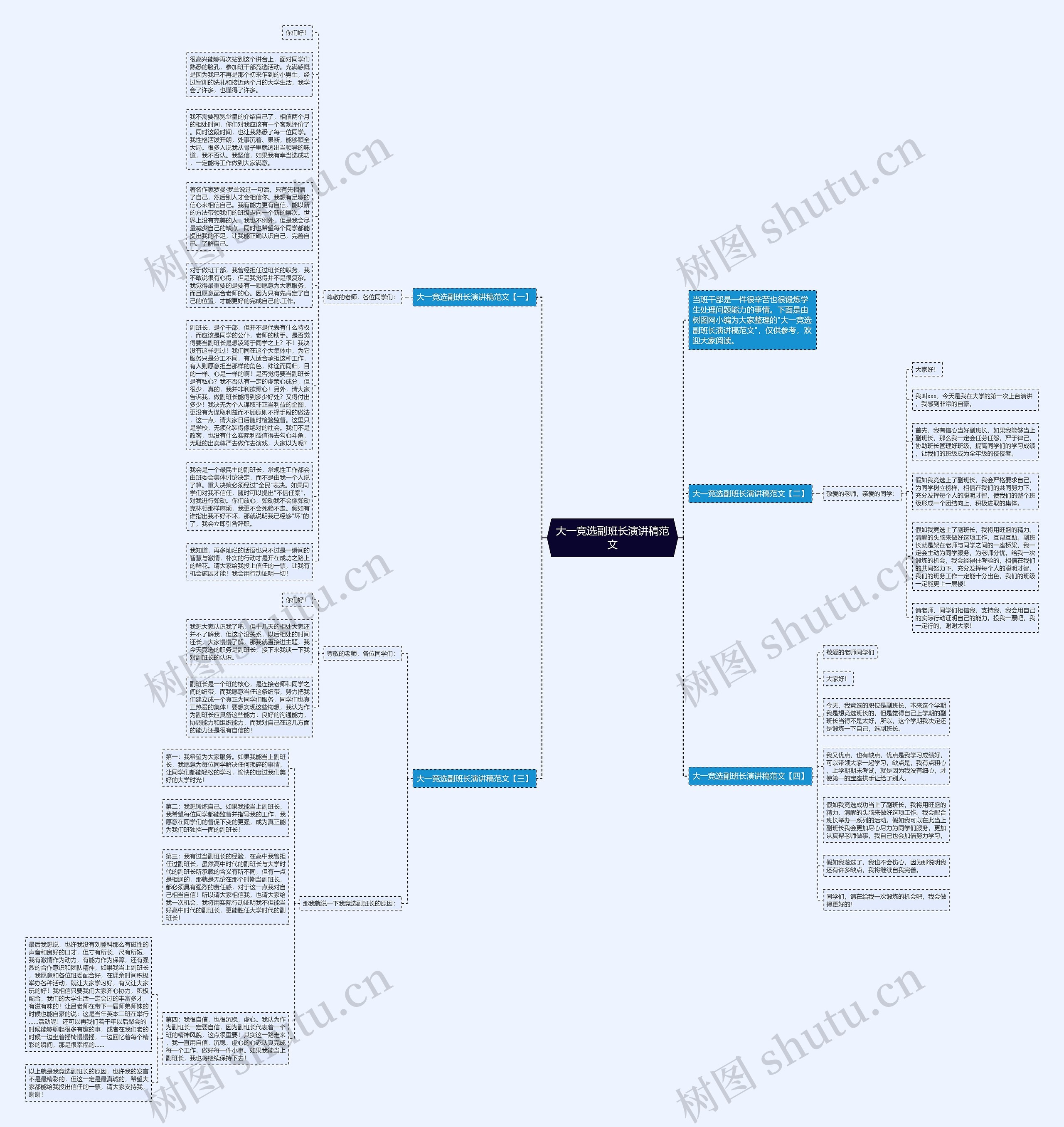 大一竞选副班长演讲稿范文思维导图