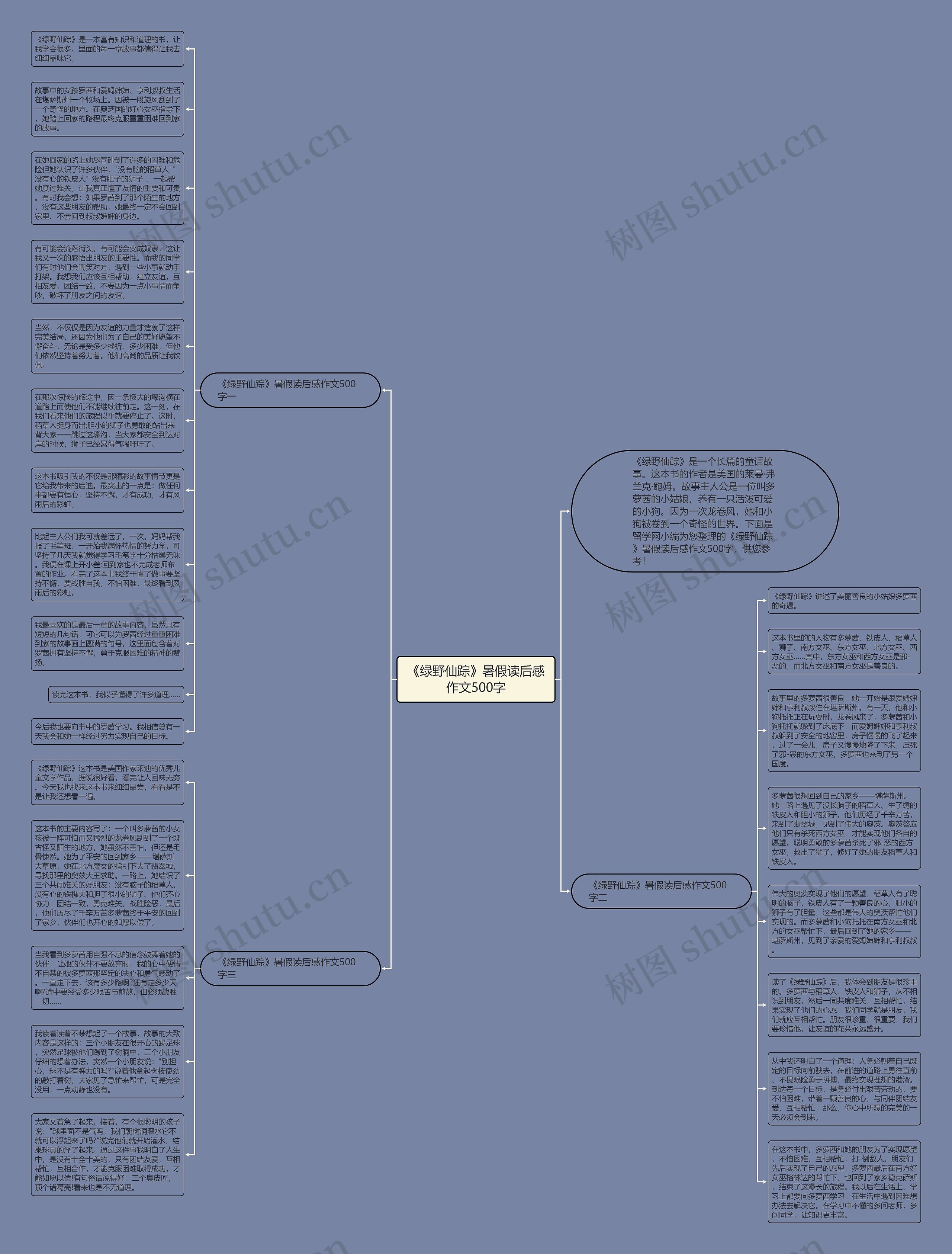 《绿野仙踪》暑假读后感作文500字思维导图