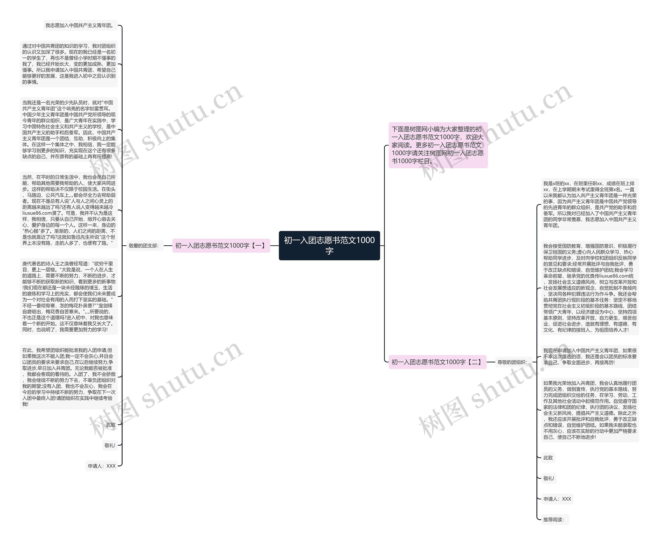 初一入团志愿书范文1000字思维导图