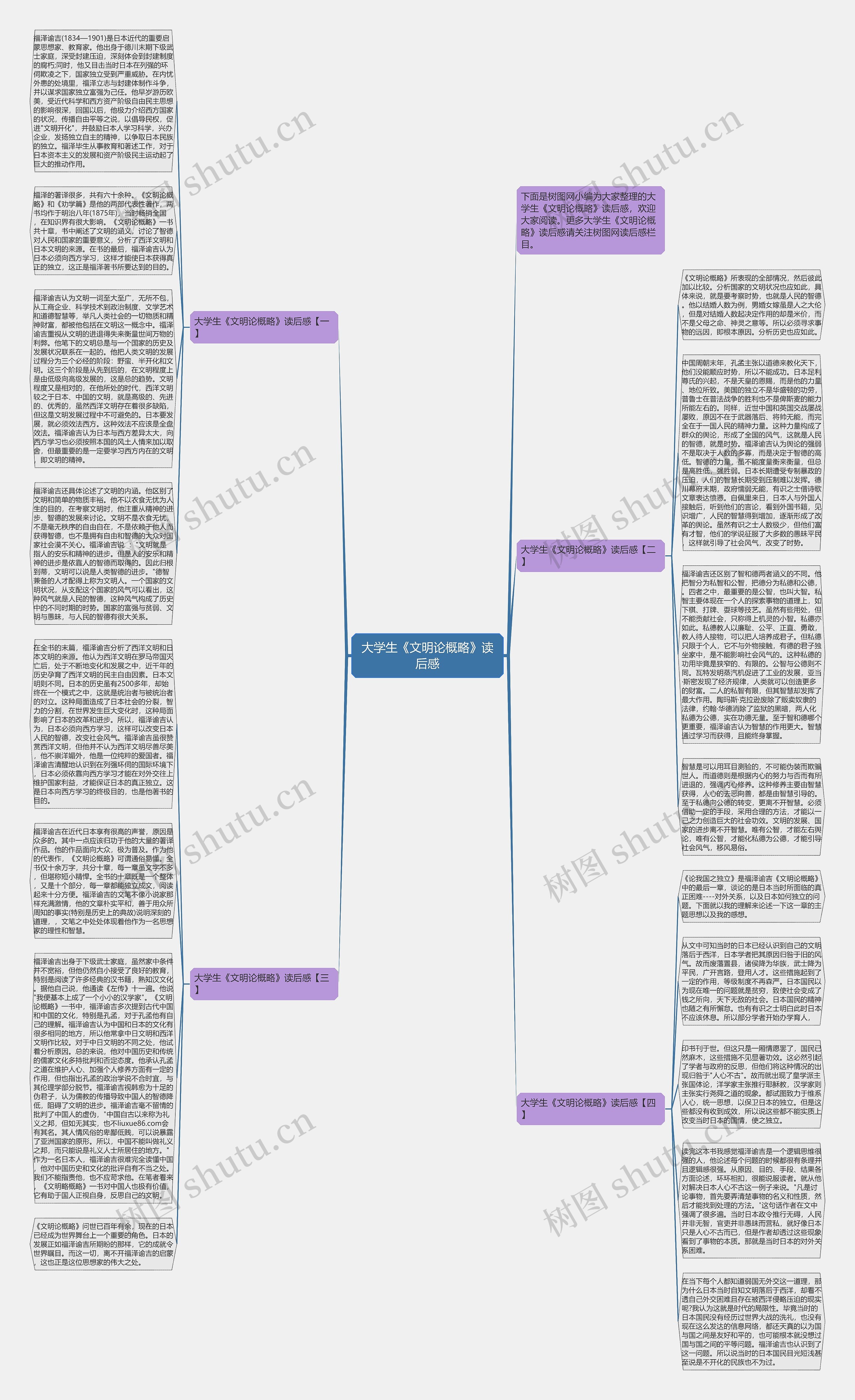 大学生《文明论概略》读后感思维导图