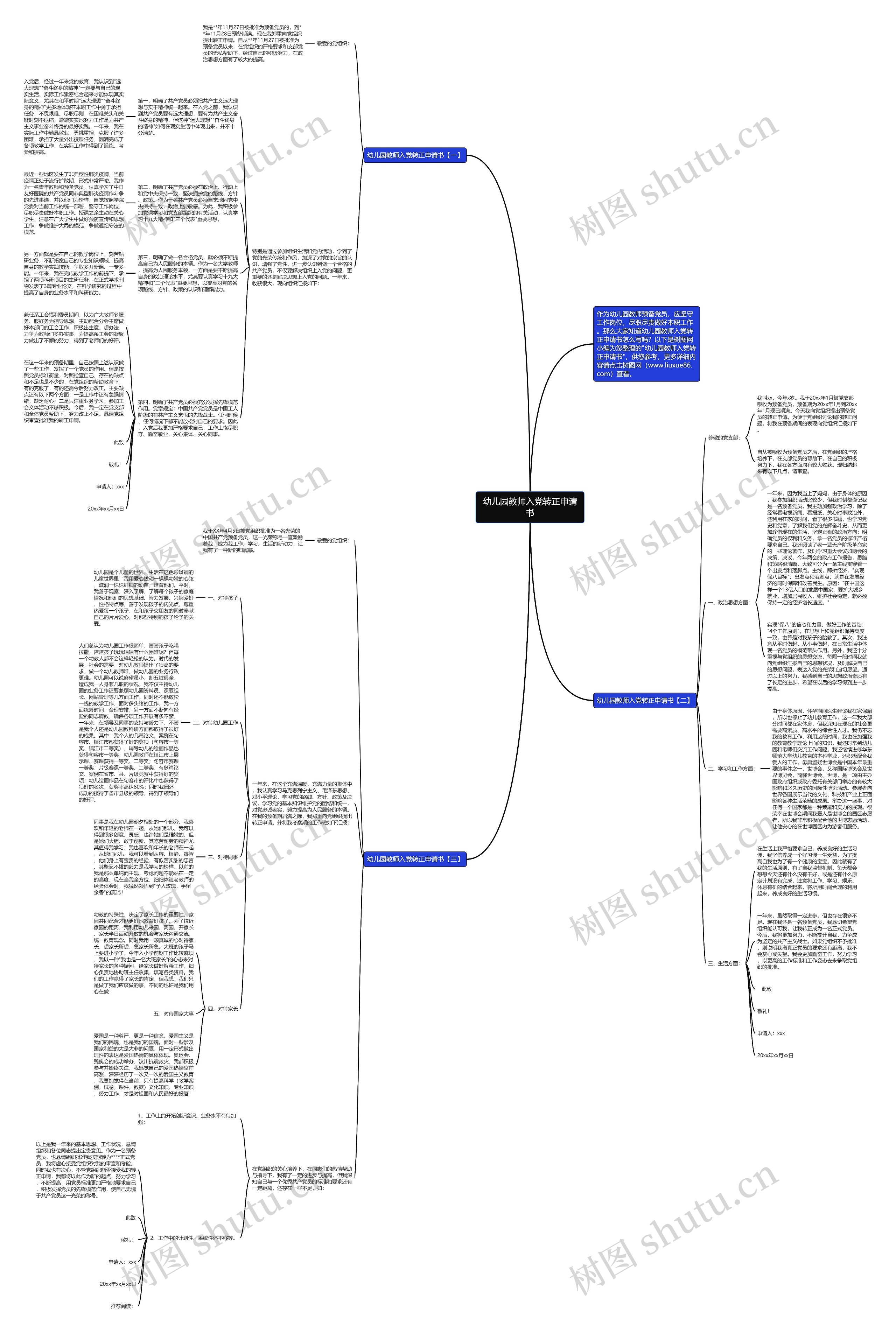 幼儿园教师入党转正申请书思维导图